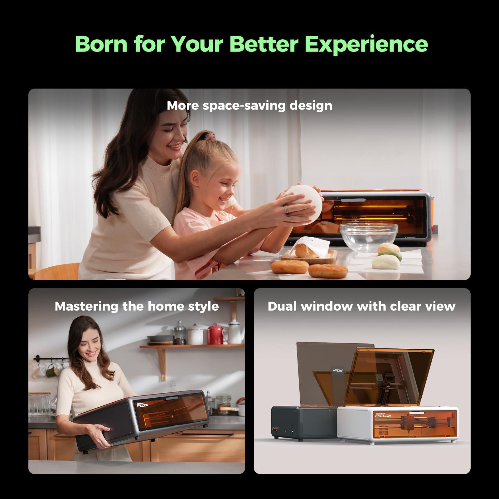 Creality Falcon A1 10W Laser Engraver, 80W Powerful Output, Fully Enclosed, 600mm/s Speed, HD Camera Auto Positioning, Pre-Assembled&Smart Material Recognition, Ideal for Wood & Metal, Class 1 Safety - Image 5