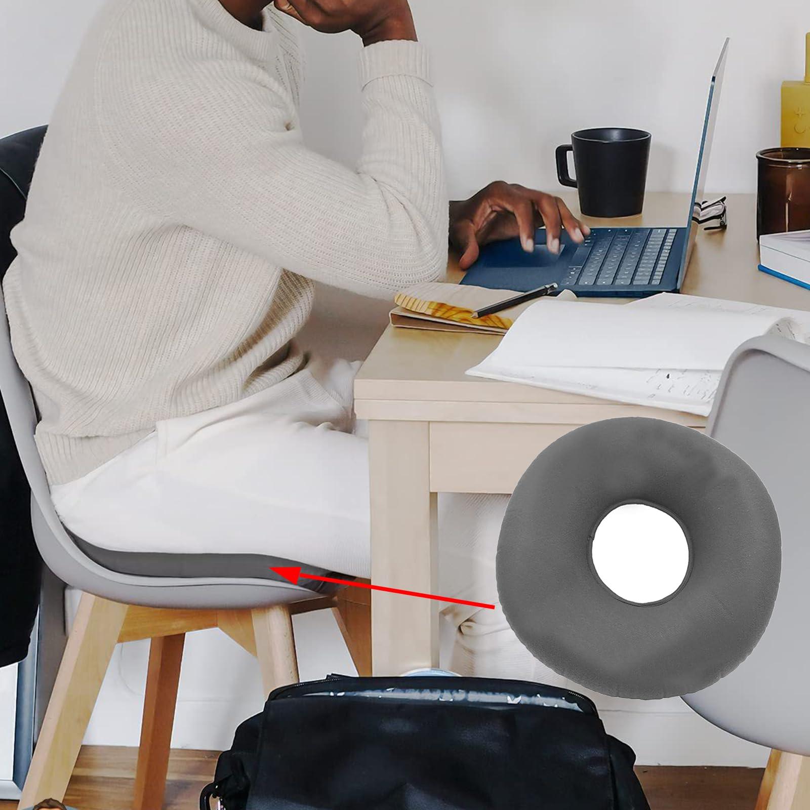 Inflatable Butt Pillow for Tailbone Pain Relief, Pillow Flocked Fabric Air Pillow for The Home, Office, Ultralight Inflatable Pillow for Hiking, Camping (Gray) - Image 2