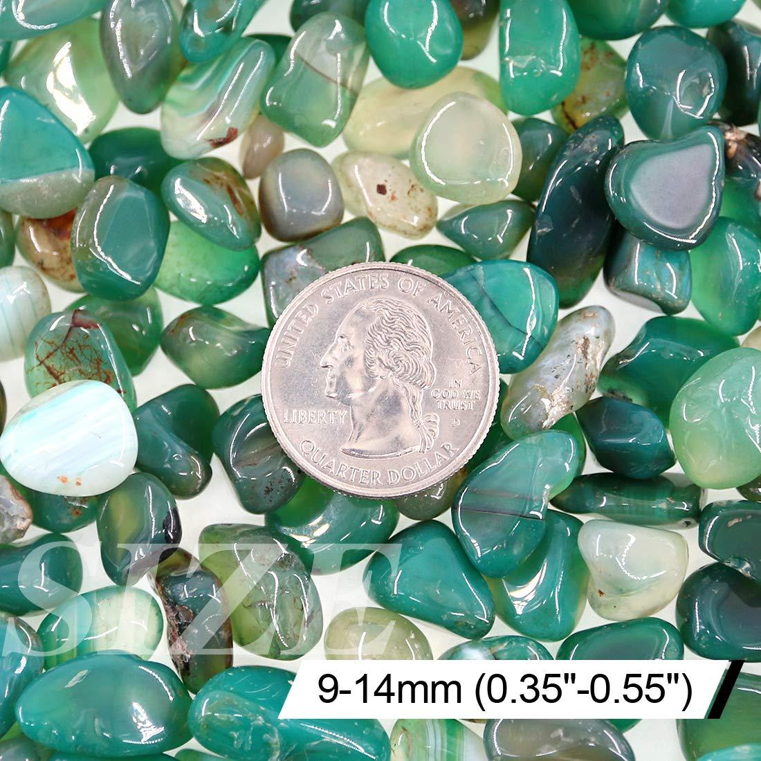 Hilitchi Green Agate Stone Tumbled Stones for Plants Cacti & Succulents Bedding, Vase Filler, Landscape Bottom Decoration (About 1lb(455g)/Bag) - Image 2