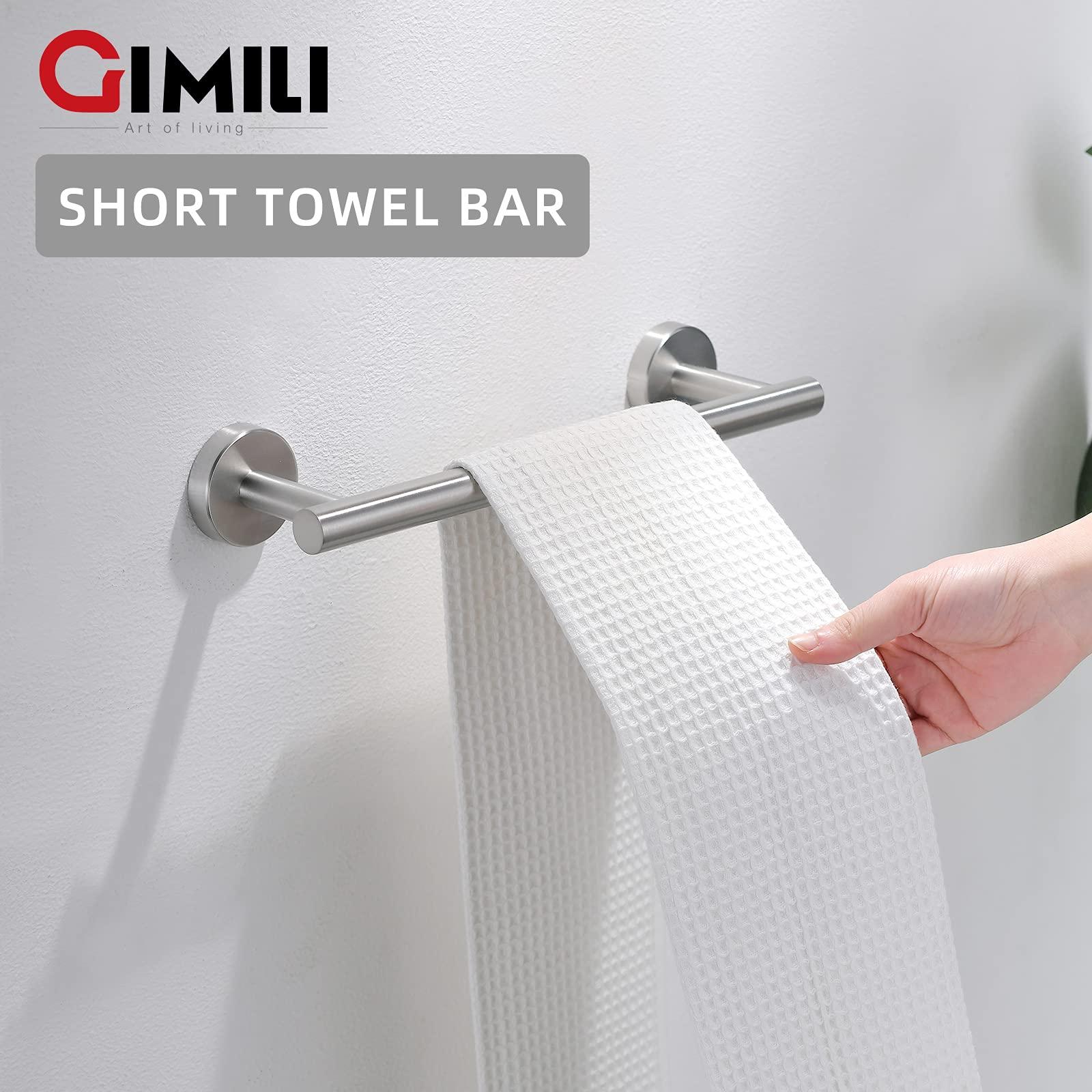 GIMILI 2 Pack 4 Piece Bathroom Hardware Set Brushed Nickel,Stainless Steel Bathroom Accessories Set, Towel bar Kit Wall Mounted, Toilet Paper Holder, Towel Bars, Robe Hook,Towel Rails and Rings - Image 3