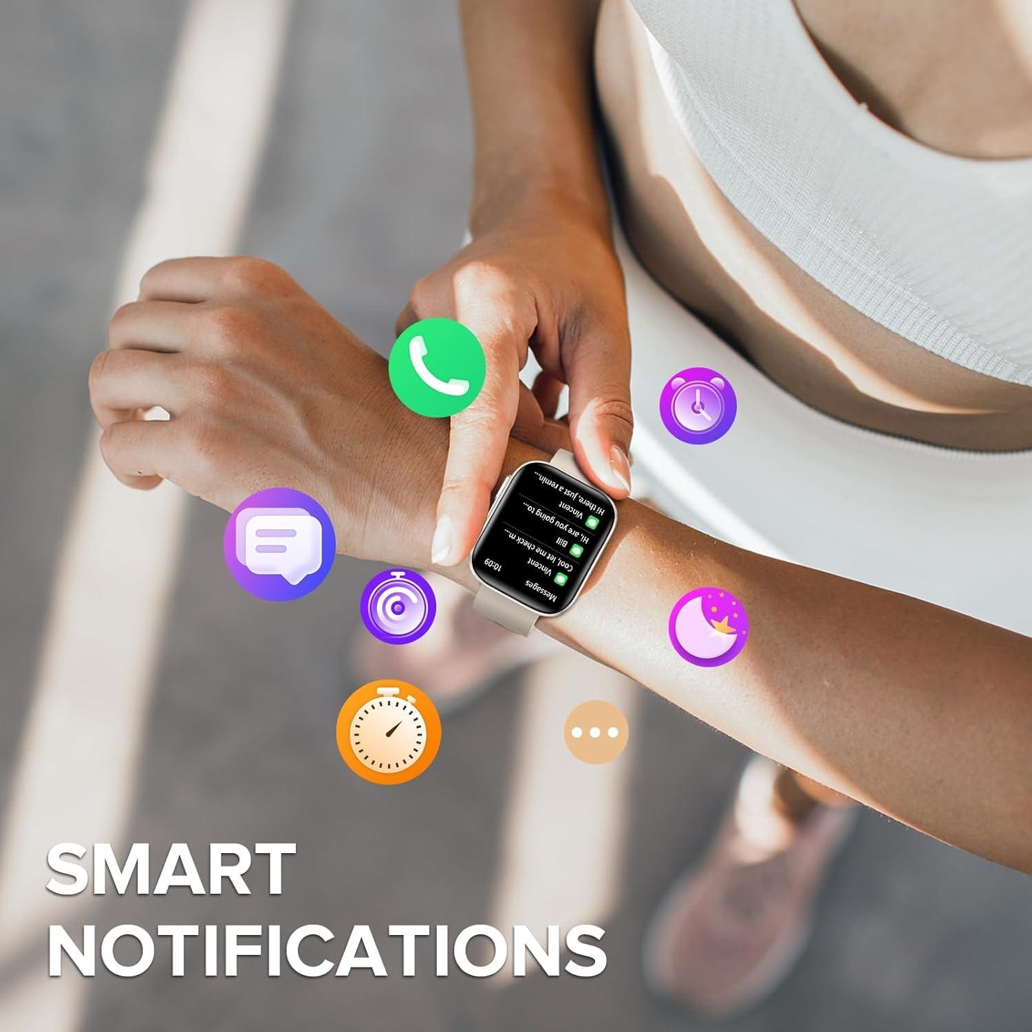 Bebinca Smart Watch for Men Women 2.01" Full Touch Screen IP68 Waterproof Bluetooh Fitness Tracker Heart Rate/Sleep Monitor Compatible with iPhone Samsung Android Phone(Starlight) - Image 5