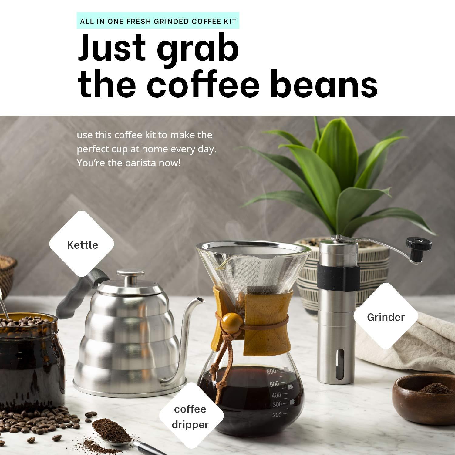 MITBAK Pour Over Coffee Maker Set | Kit Includes 40 OZ Gooseneck Kettle with Thermometer, Coffee Mill Grinder & 20 OZ Coffee Dripper Brewer | Great Replacement for Coffee Machines - Image 4