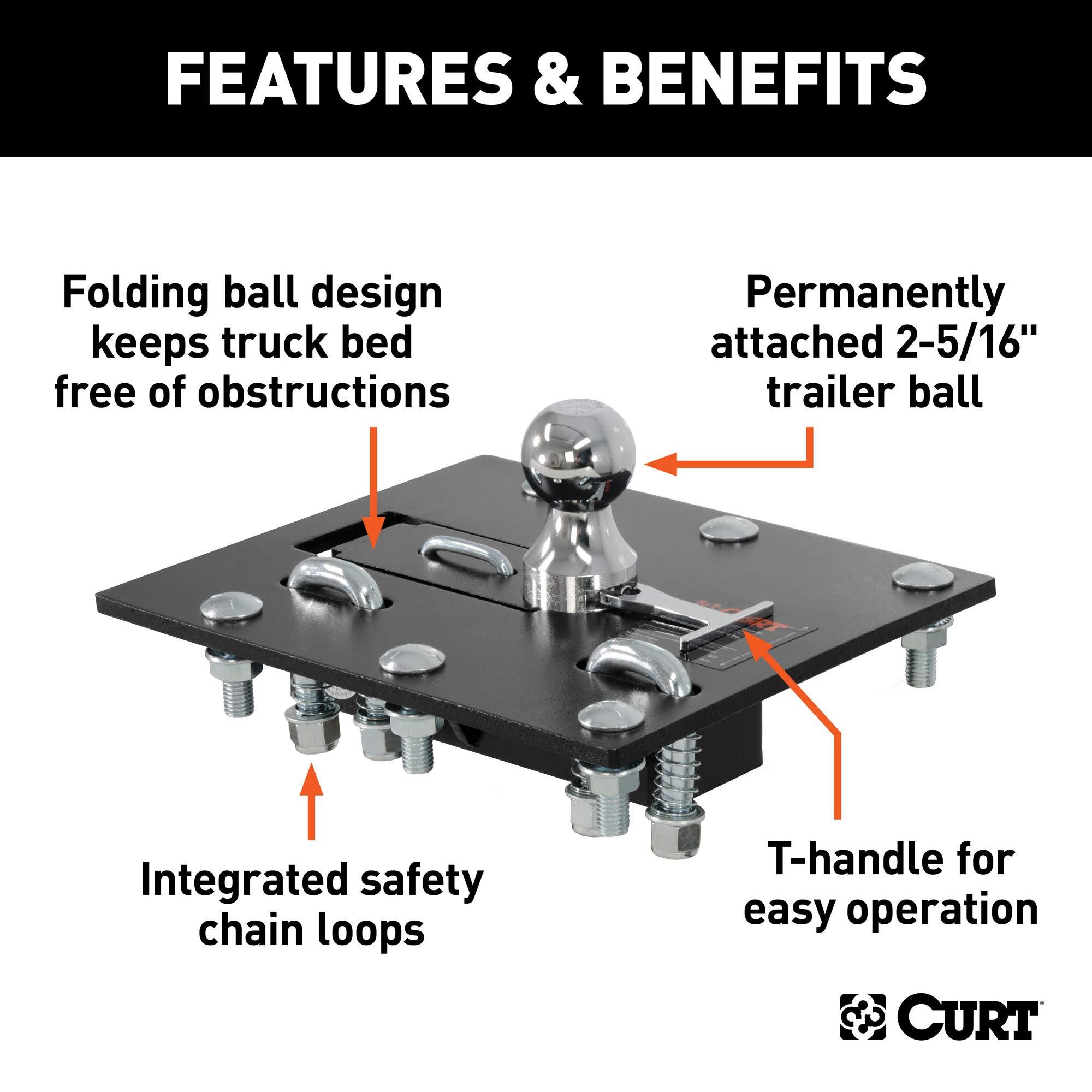 CURT 61052 Over-Bed Folding Ball Gooseneck Hitch, 30,000 lbs, 2-5/16-Inch Ball - Image 3