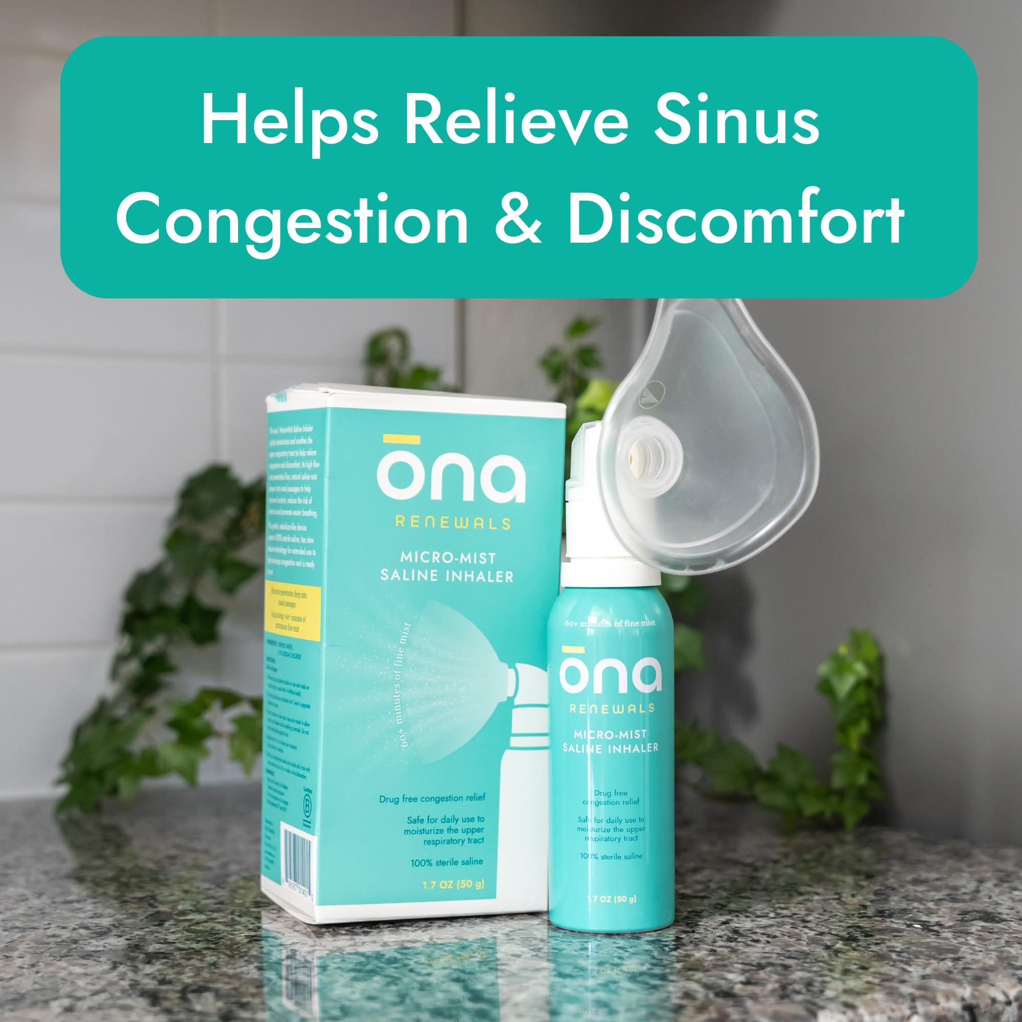 ONA Micro-Mist Saline Inhaler for Congestion, Sinus, Cough & Cold, and Allergy Relief, FSA/HSA Eligible, Unscented, 1.7oz (Pack of 1) - Image 2