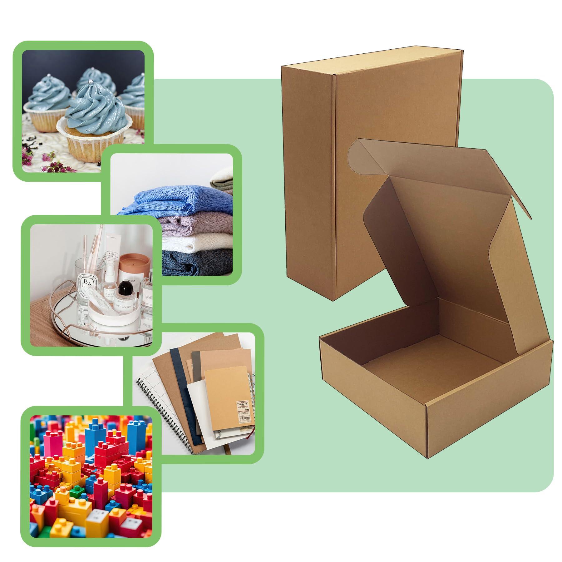 10x10x3 inch Shipping Boxes，Bulk 20 Pack，Brown Corrugated Mailers Cardboard Literature Mailer Box for Packaging Business, Mailing,Moving and Storage，Small Gift Boxes for Wrapping Mailing Present - Image 6