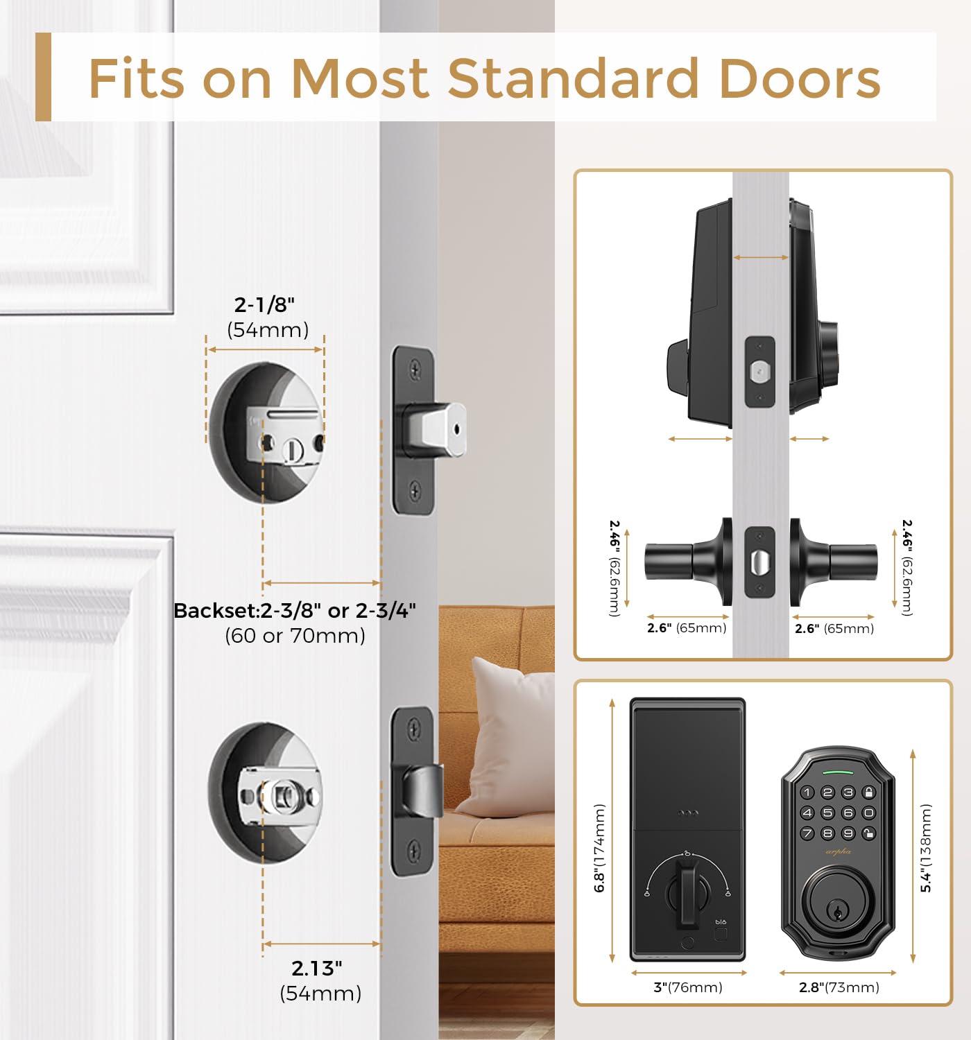 Keyless Entry Door Lock With 2 Handle Set - App Control Electronic Keypad - 100 Code Capacity - Front Door Set - One Time Code - Auto Lock Easy Installation - Image 8