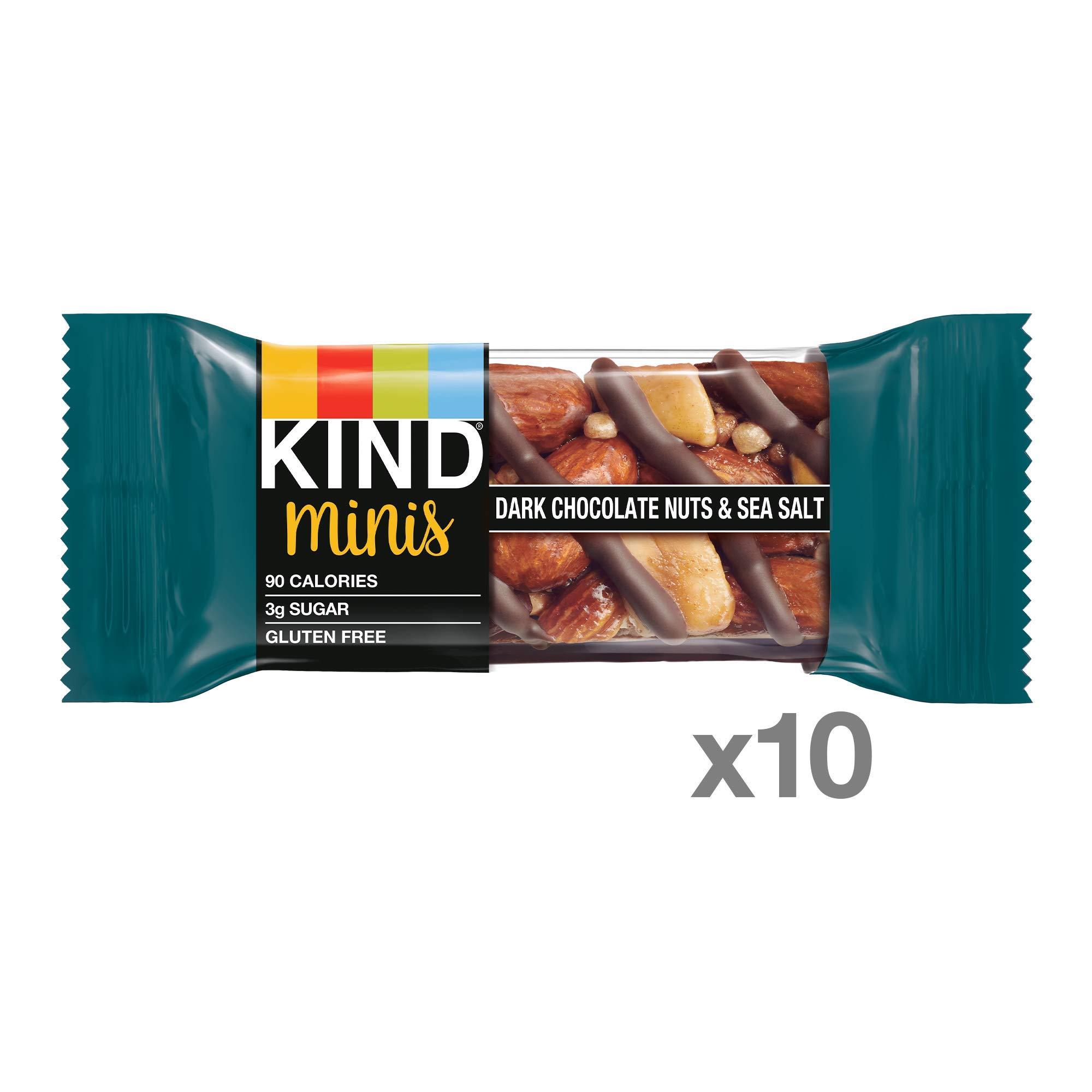 KIND Minis, Dark Chocolate Nuts & Sea Salt, Healthy Snacks, Gluten Free, Low Calorie Snacks, Low Sugar, 10 Count - Image 5