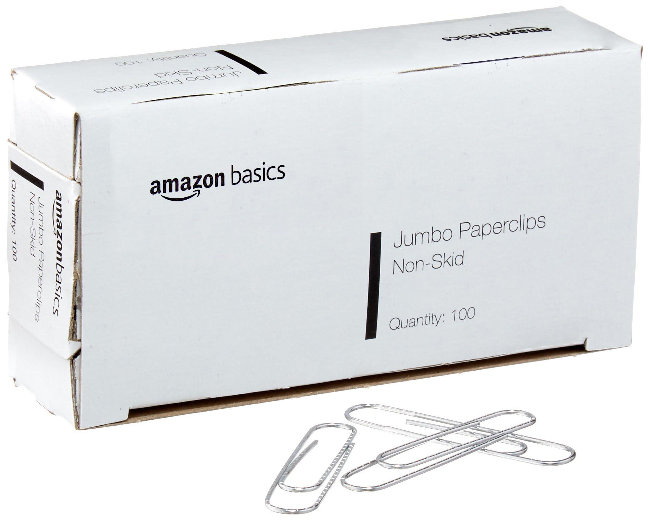 Amazon Basics Jumbo Size Office Paper Clips, Non Skid, 1000 Count (10 Pack of 100), Silver, A7072557 - Image 4