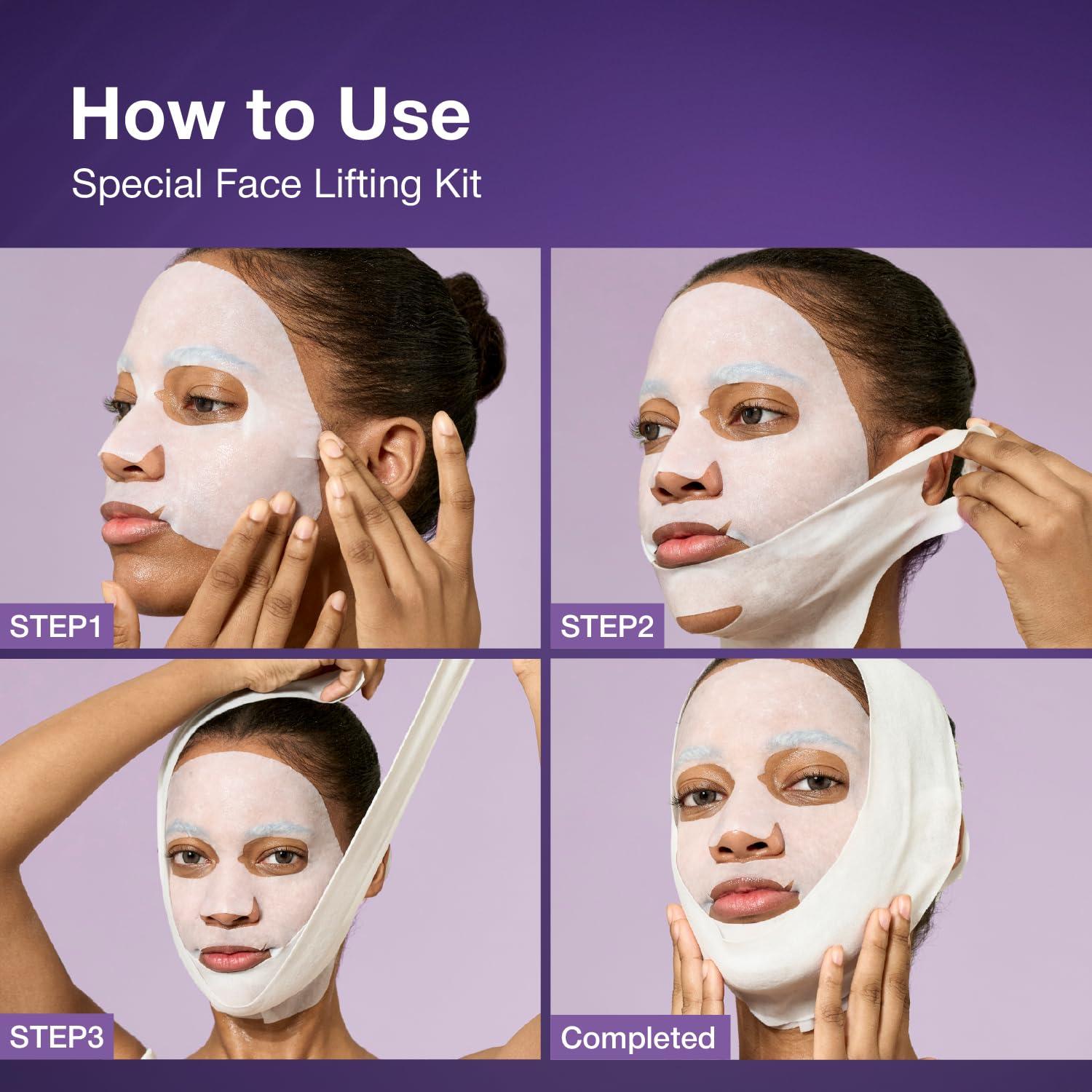 numbuzin No.9 Sheet Mask | NAD+ BIO Lifting-sil Full Face Mask | Improves Jawline, Jowls, Wrinkles, Neck Lines | Peptides, NAD+, Collagen | Skin Firmness | 4 Sheets + Lifting Band - Image 3