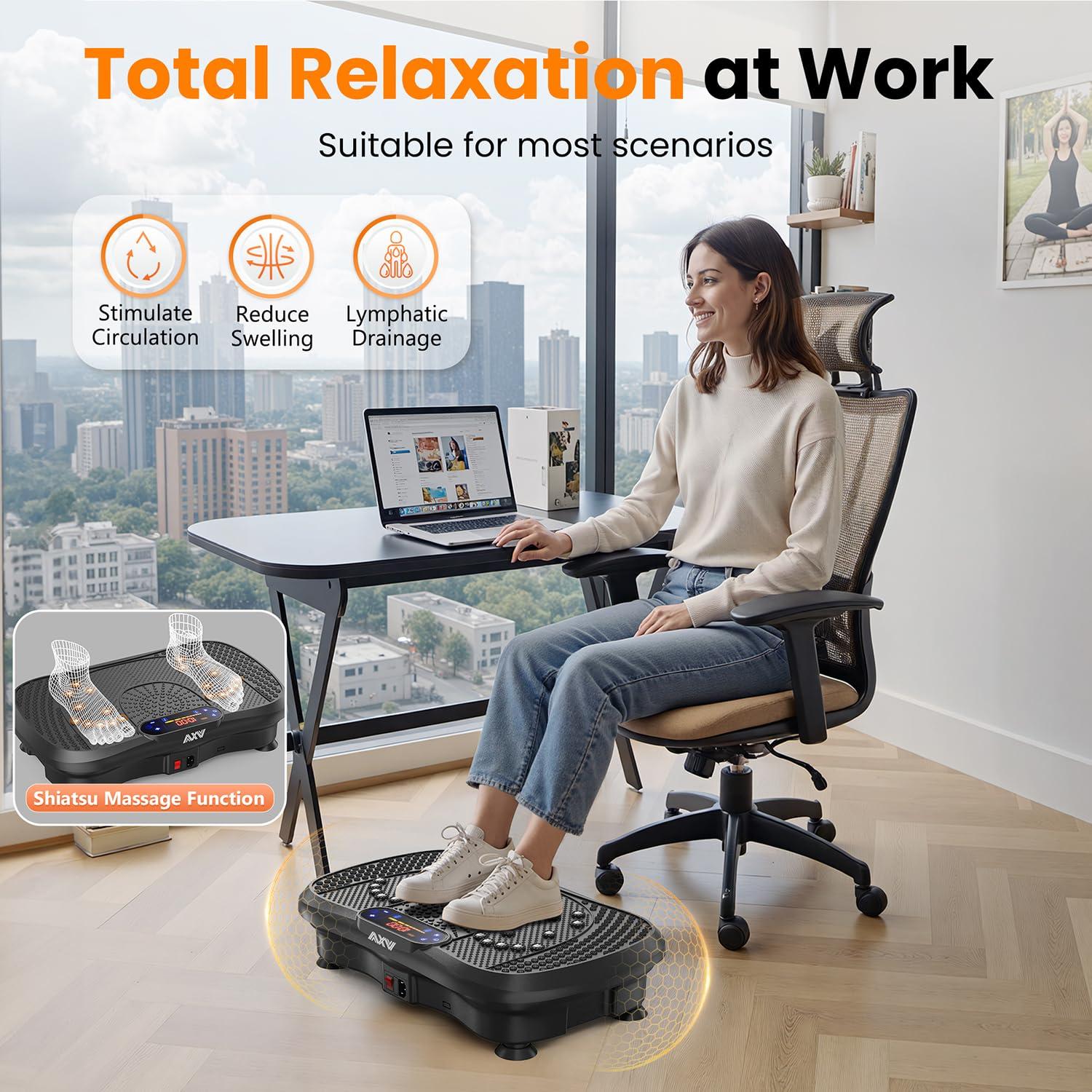 AXV Vibration Plate Fitness Platform Exercise Machine Vibrating Lymphatic Drainage Shaking Full Body Shaker Workout Vibrate Stand Shake Board Sport Gym for Weight Loss Fat Burner for Women Men - Image 6