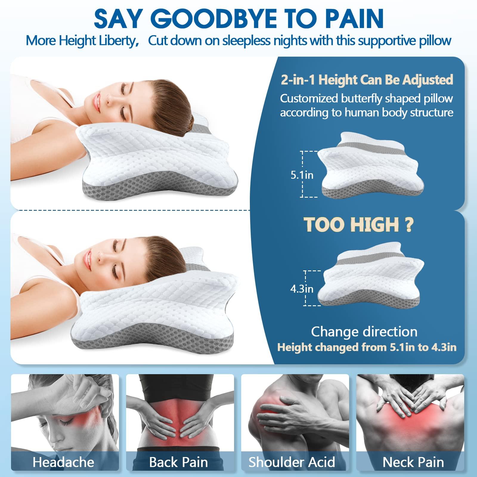 CHxxy Memory Foam Pillows, Cervical Pillow for Neck and Shoulder Pain Relief, Ergonomic Contour Bed Pillow, Soft for Side Sleep Stomach Sleeping and Back Sleeper - Image 2