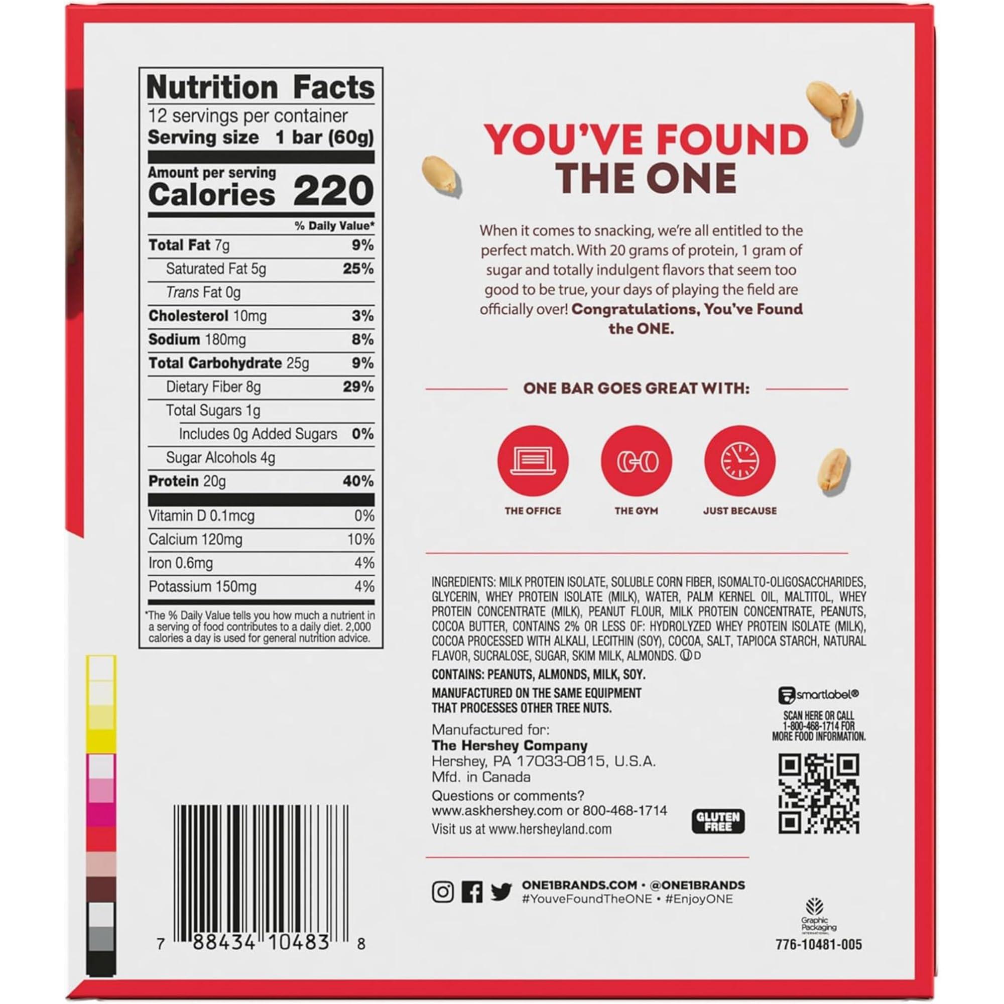 ONE Protein Bars, Peanut Butter Cup, Gluten Free with 20g Protein and 1g Sugar, Pantry Staples, 2.12 oz (12 Count) - Image 2