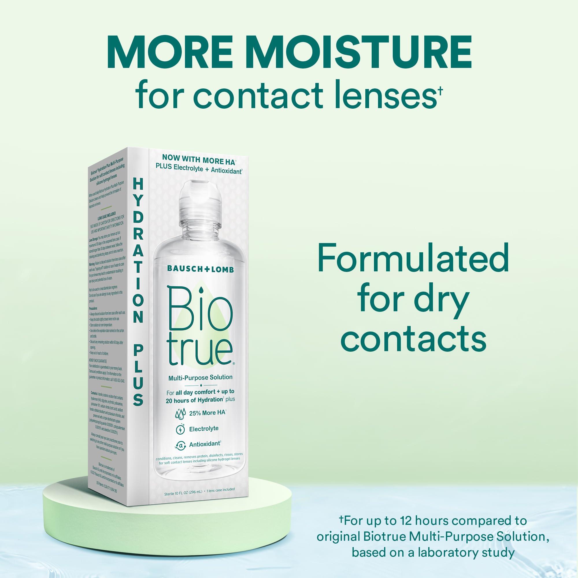 Biotrue Contact Lens Solution, Multi-Purpose Solution for Soft Contact Lenses, Lens Case Included, 10 FL OZ - Image 2