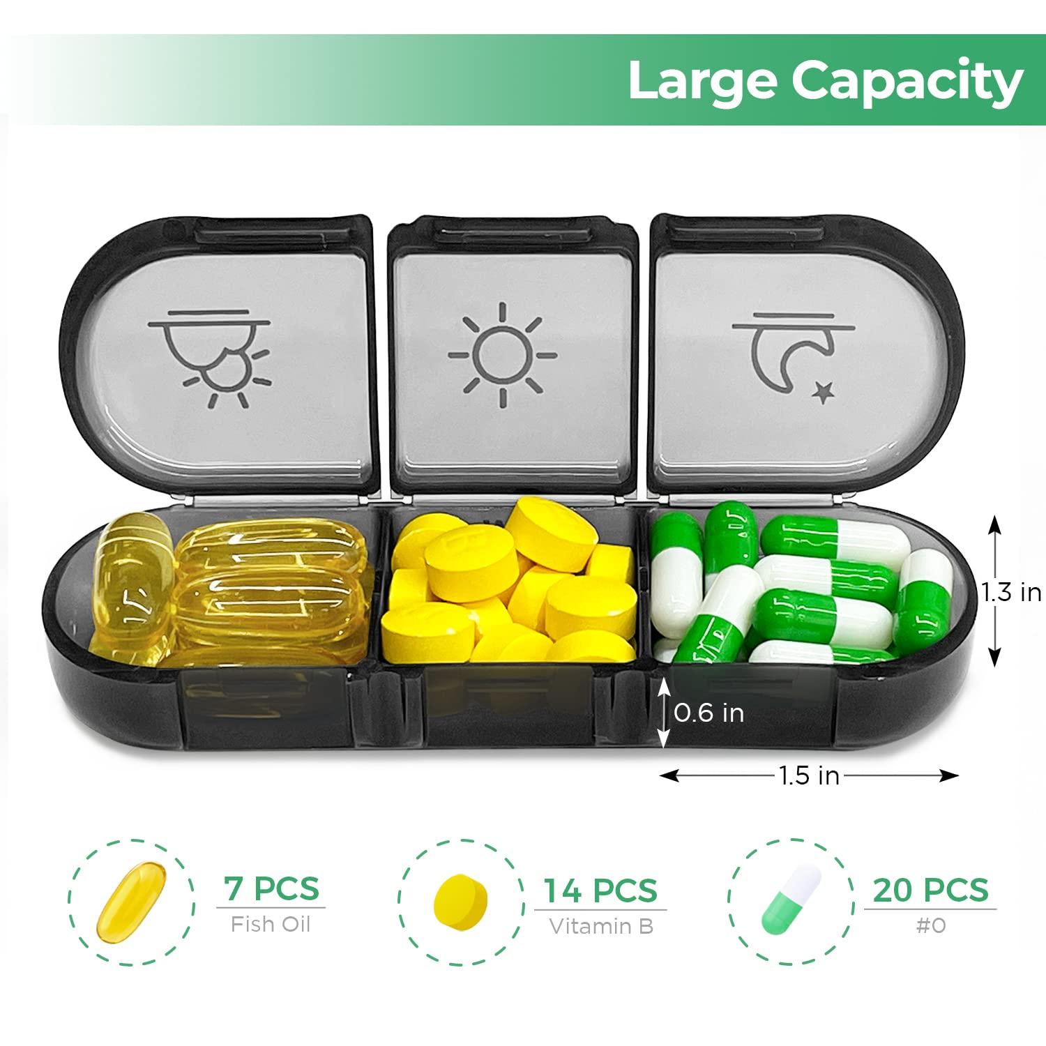 PULIV Weekly Pill Organizer 3 Times a Day, Portable Travel Pill Box 7 Day with Large Pill Containers, Light-Proof Pill Case for Vitamins, Medication, Supplements and Fish Oils (Black) - Image 2