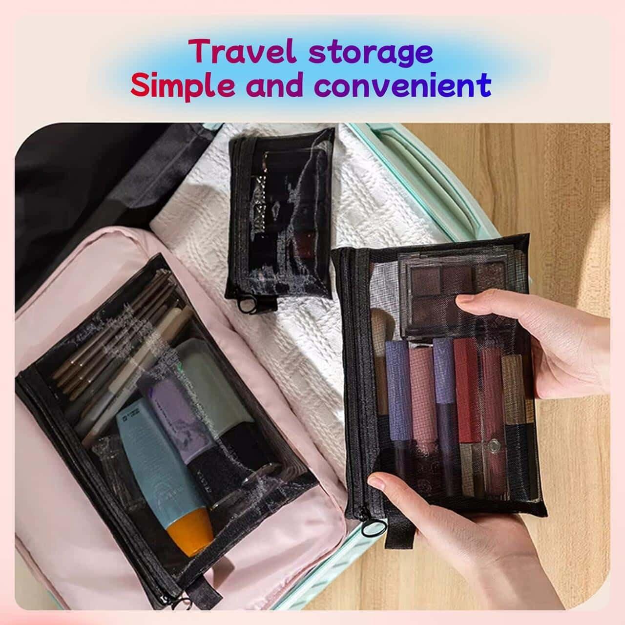 ZSlactp 5-Pack Small Mesh Zipper Pouch Bags, Cosmetic Organizer for Travel and Makeup Accessories, Small Mesh Makeup Bag with Zipper for Purse - Image 7