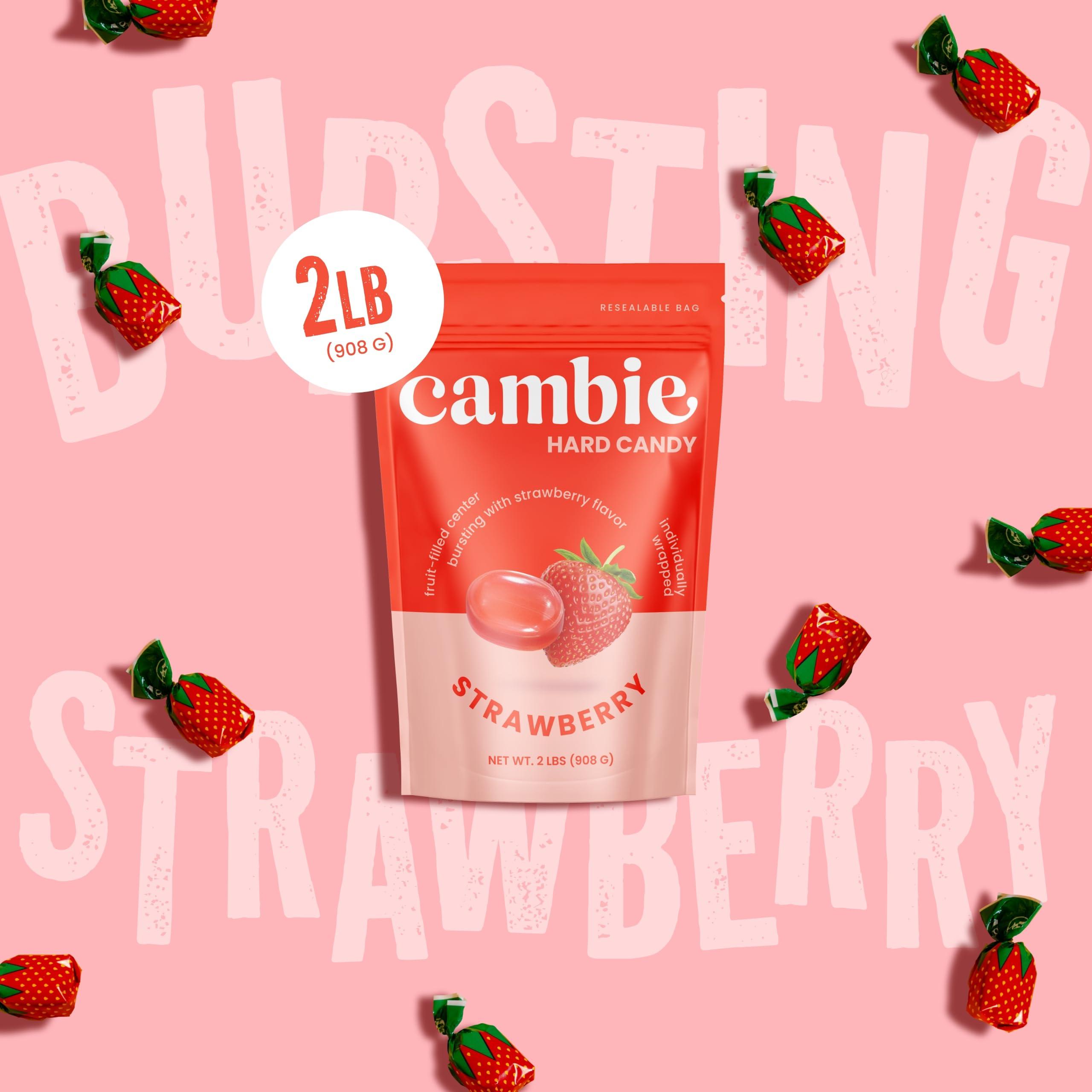 Strawberry Hard Candy Individually Wrapped by Cambie, 2 lbs of Strawberry Candy with a Deliciously Sweet Hard Exterior with a Soft, Fruit-Filled Center - Image 5