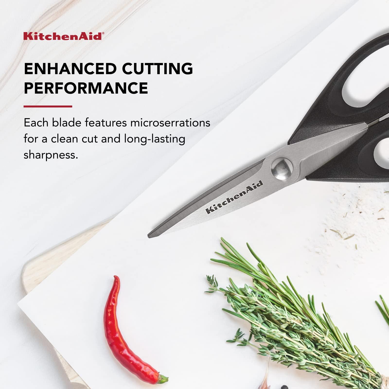 KitchenAid All Purpose Kitchen Shears with Protective Sheath Durable Stainless Steel Scissors, Dishwasher Safe, Soft Grip Comfort Handle, 8.72 Inch, Black - Image 8