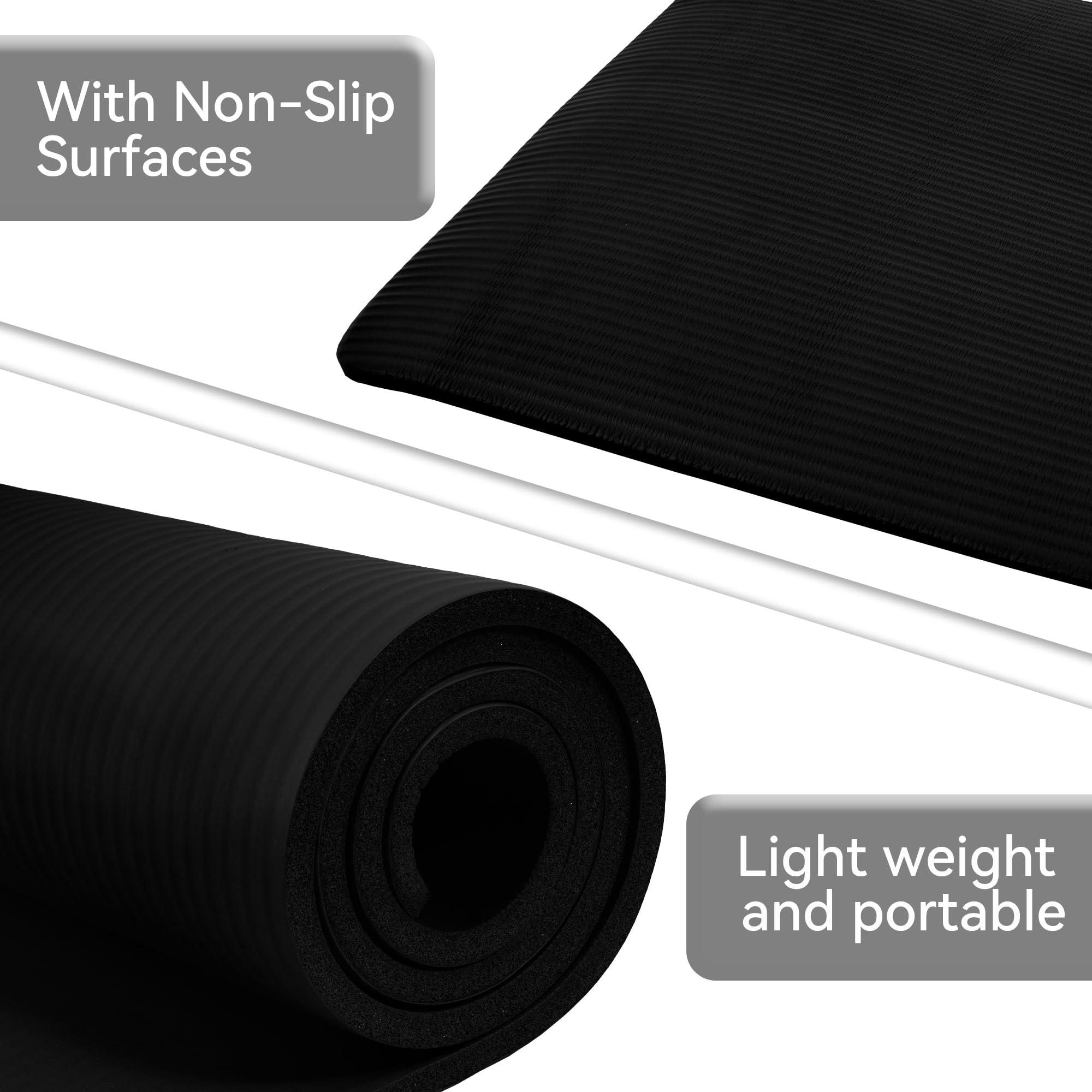 Fitvids Yoga Mat, 1/2-Inch Extra Thick High Density Exercise Mat, Anti-Tear Exercise Yoga Mat with Carrying Strap, Suitable for Various Yoga Exercises - Image 3