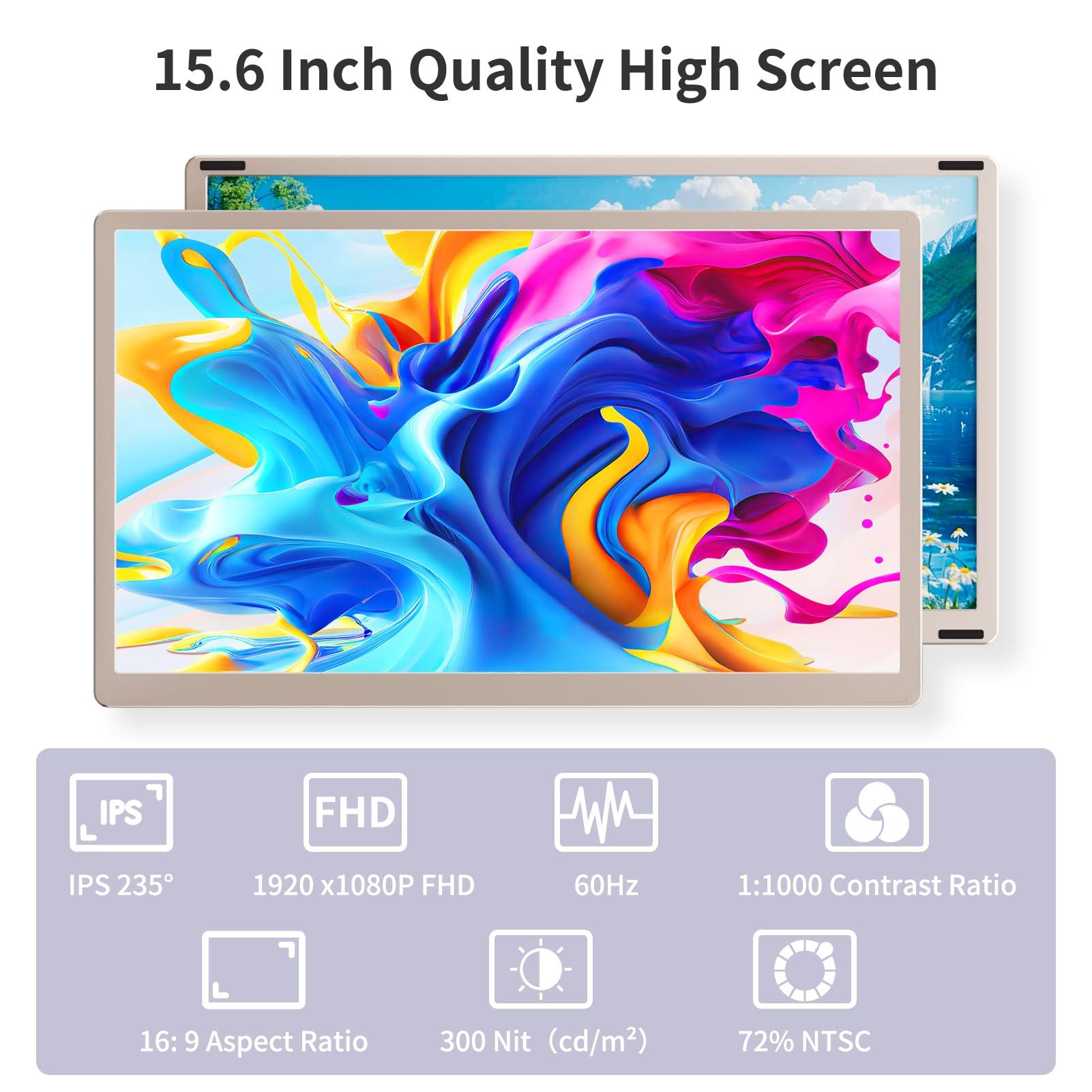 S6 Laptop Screen Extender Monitor Portable, 15.6'' Dual Screen Monitor for Laptop Plug and Play, FHD 1080P IPS Multi Triple Monitor for 13''-17'' Laptops Compatible with Mac/Wins/Android/Dex - Image 2