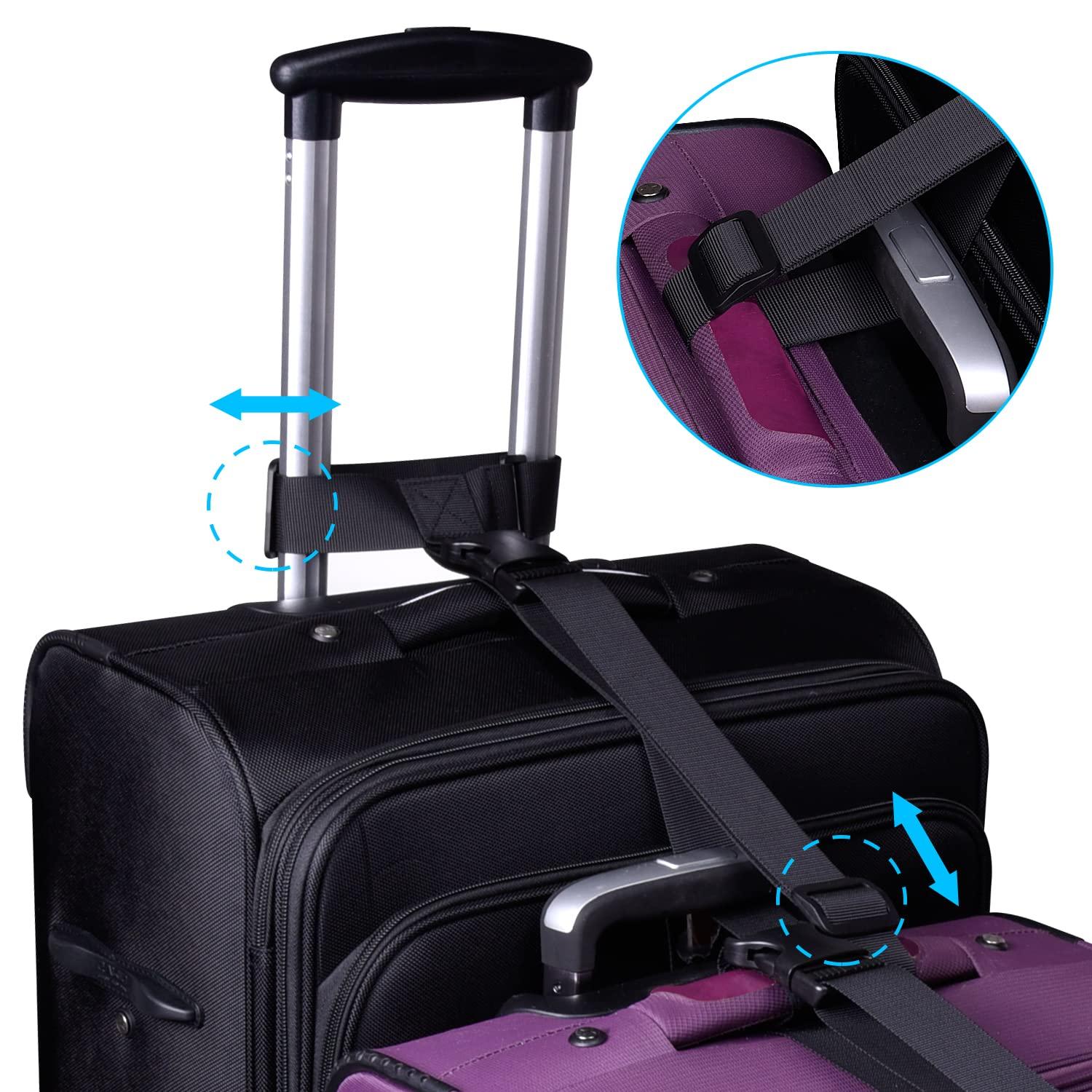 Wisdompro 2 Pcs Add a Bag Luggage Strap, Heavy Duty Adjustable Suitcase Belt Travel Attachment Travel Accessories for Connecting Your Luggage Together - Black (T-Type and Normal) - Image 5