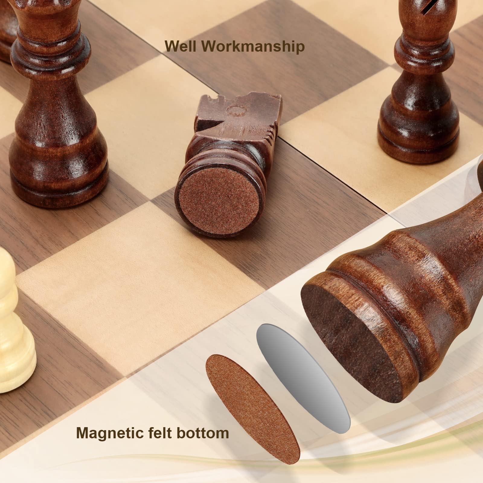 Magnetic Wooden Chess Set for Adults Kids 15'' Chess Board with Handmade Pieces, Folding Portable Travel Unique Chess Sets Game for Tournament Professional Beginner - Image 5