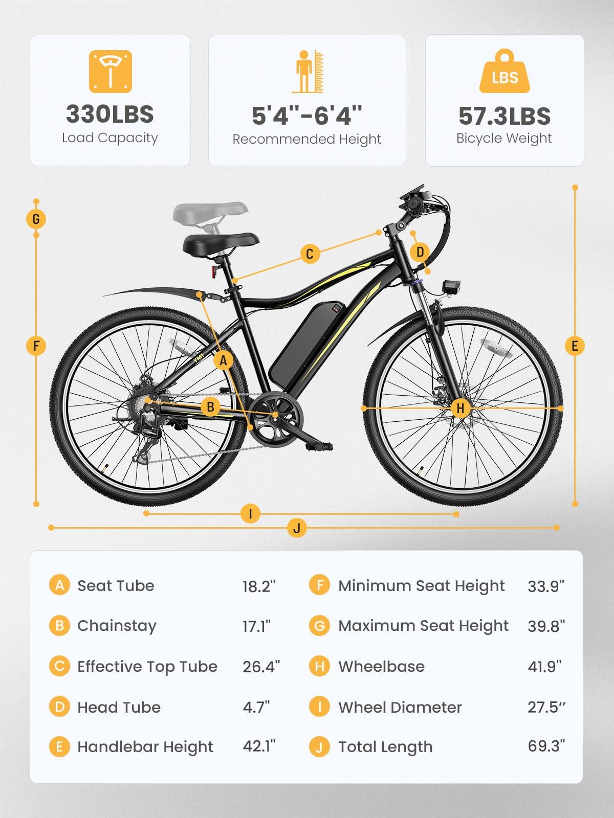 Heybike Electric Bike for Adults, 750W Peak Brushless Motor, up to 40Miles, 22mph Max Speed Electric Mountain Bike, 480WH Removable Battery Ebike, 27.5'' Tires, 7-Speed and Front Suspension - Image 8