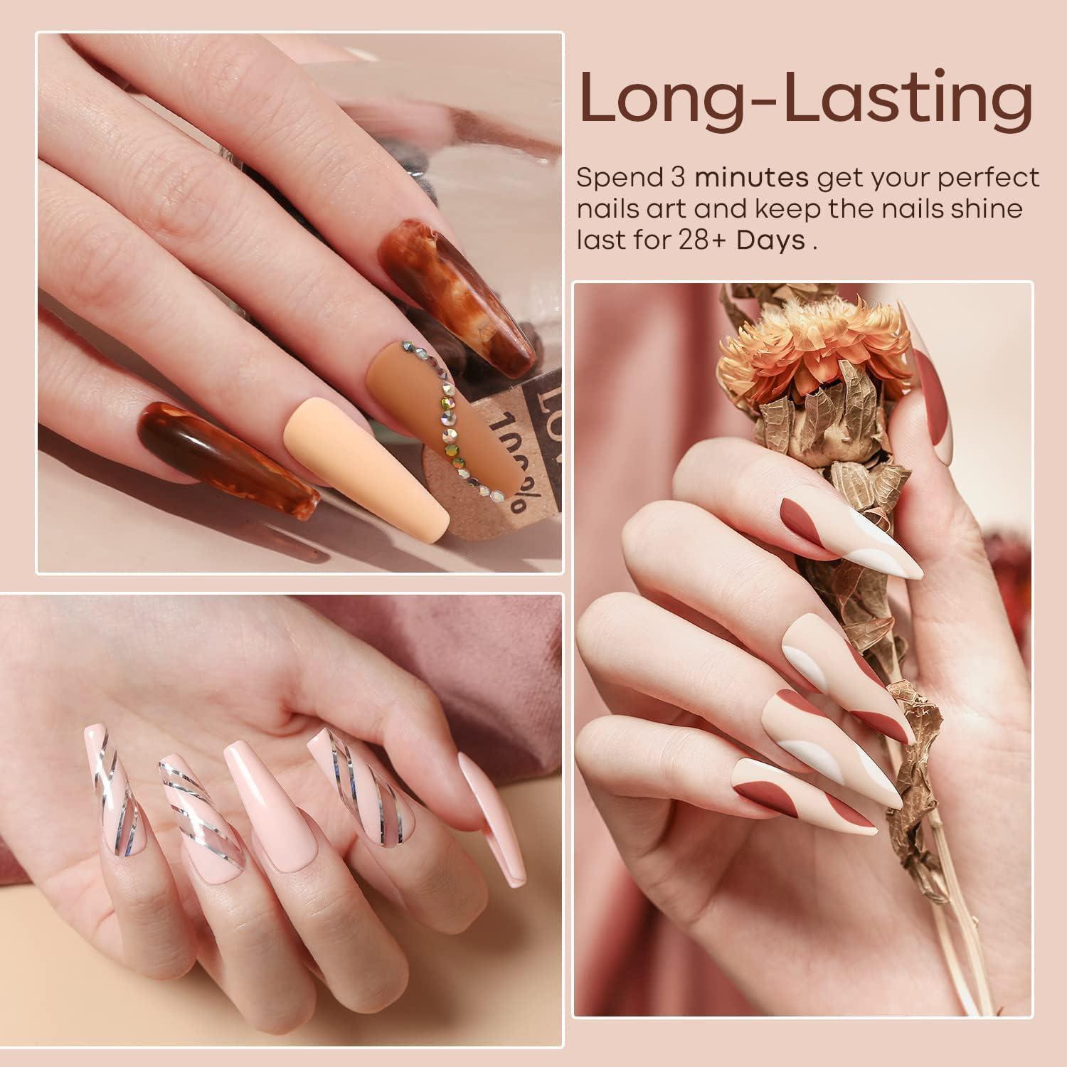 modelones Gel Nail Polish Kit -6 Colors Nude Pink Gel Polish Set Skin Tones Neutral Brown Soak Off Gel Nail Kit Manicure DIY Nail Art Salon Home Gift - Image 4