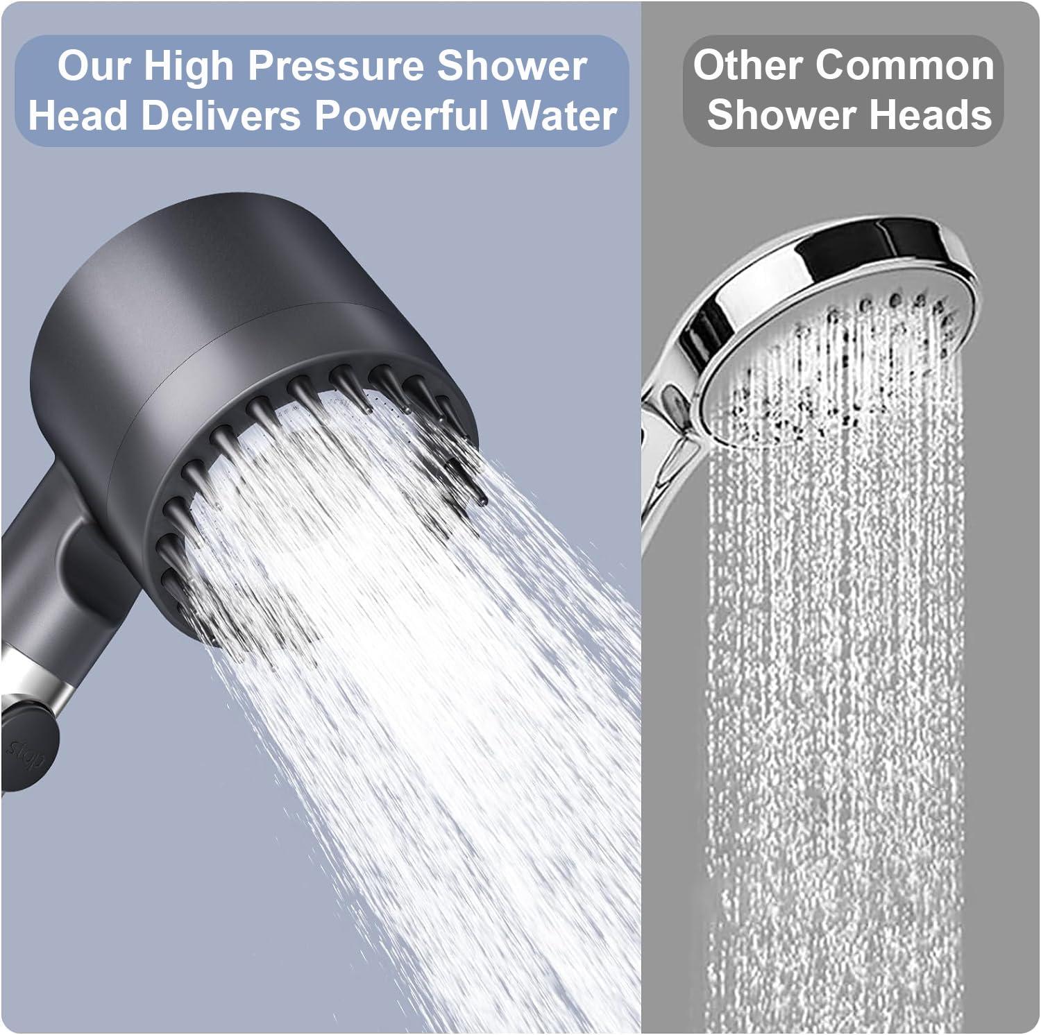 High pressure shower head with filtered showerhead,4 spray modes handheld shower,adjustable shower head with off/on,with 59”/1.5M hose,suitable for bathing and rinsing fish tank and pets - Image 6