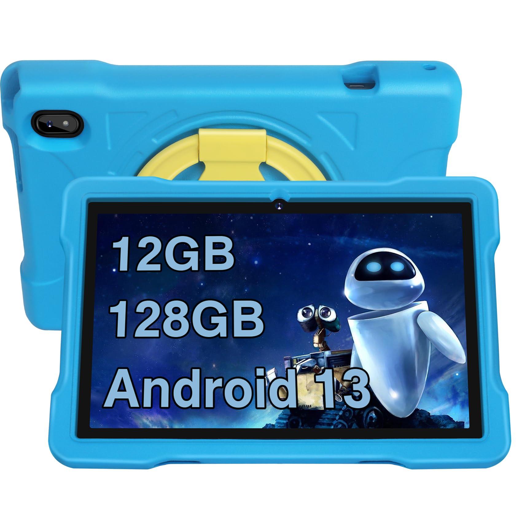 2024 Tablet 10 inch Tablets for Kids 12GB RAM 128GB ROM with Shockproof Case, Kids Space Parental Control, 6000mAh Battery, 5G/2.4G WiFi, 1280 x 800 HD Touchscreen, Bluetooth, GPS, Android 13 (Blue) - Image 1