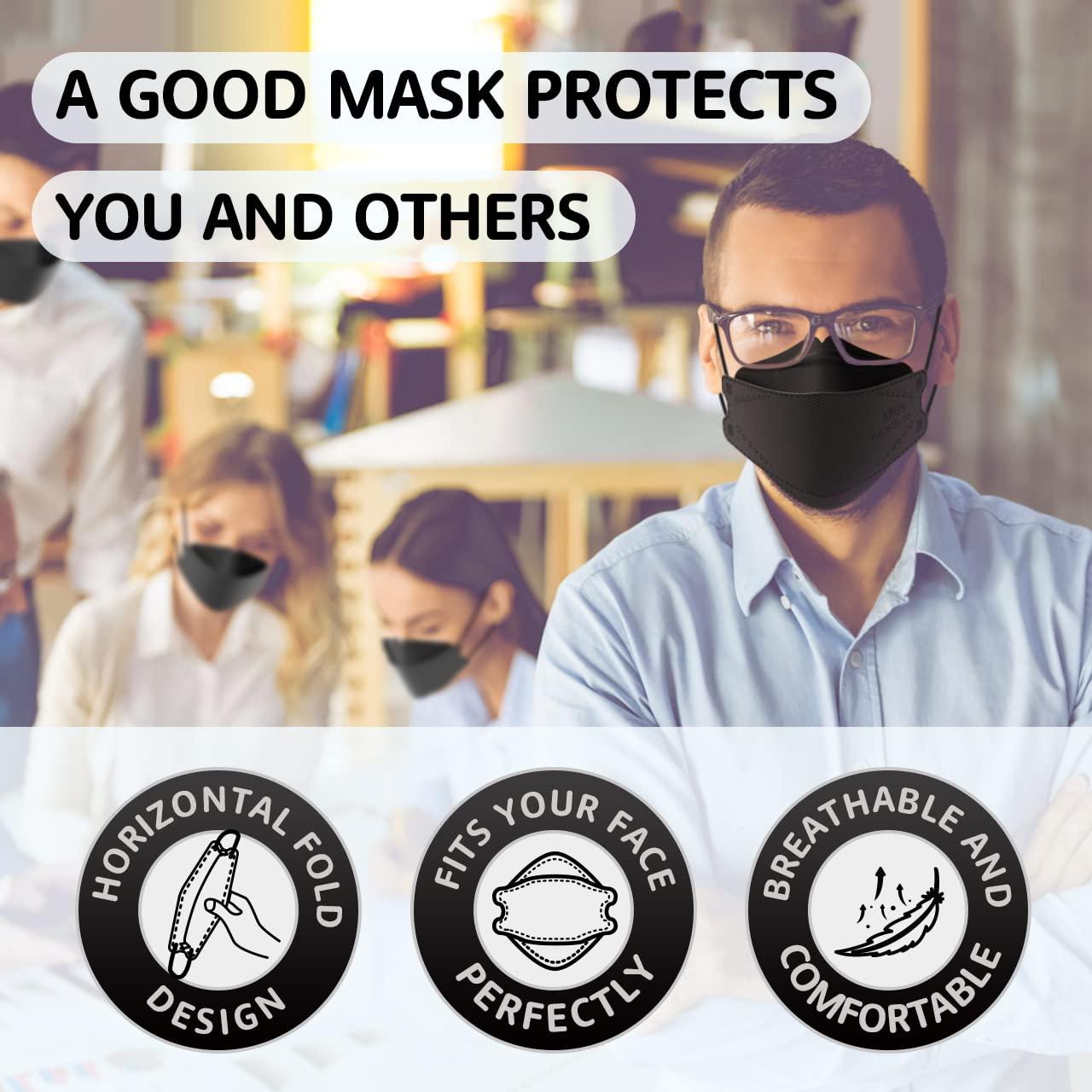 LEVENIS KN95 Face Masks 50 Pack, Breathable Comfortable and Disposable KN95 Mask, Black - Image 4