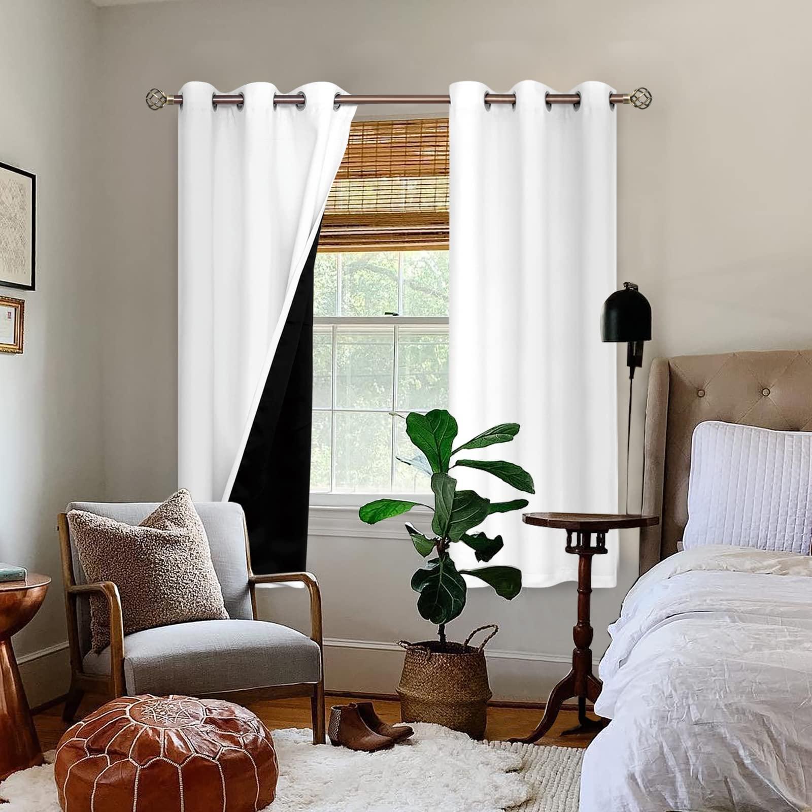 BGment White Blackout Curtains 63 Inch Long - Black Out Curtains for Bedroom Thermal Insulated Grommet Total Room Darkening Window Drapes for Summer Heat Blocking, 2 Panels, 42 x 63 Inch - Image 2