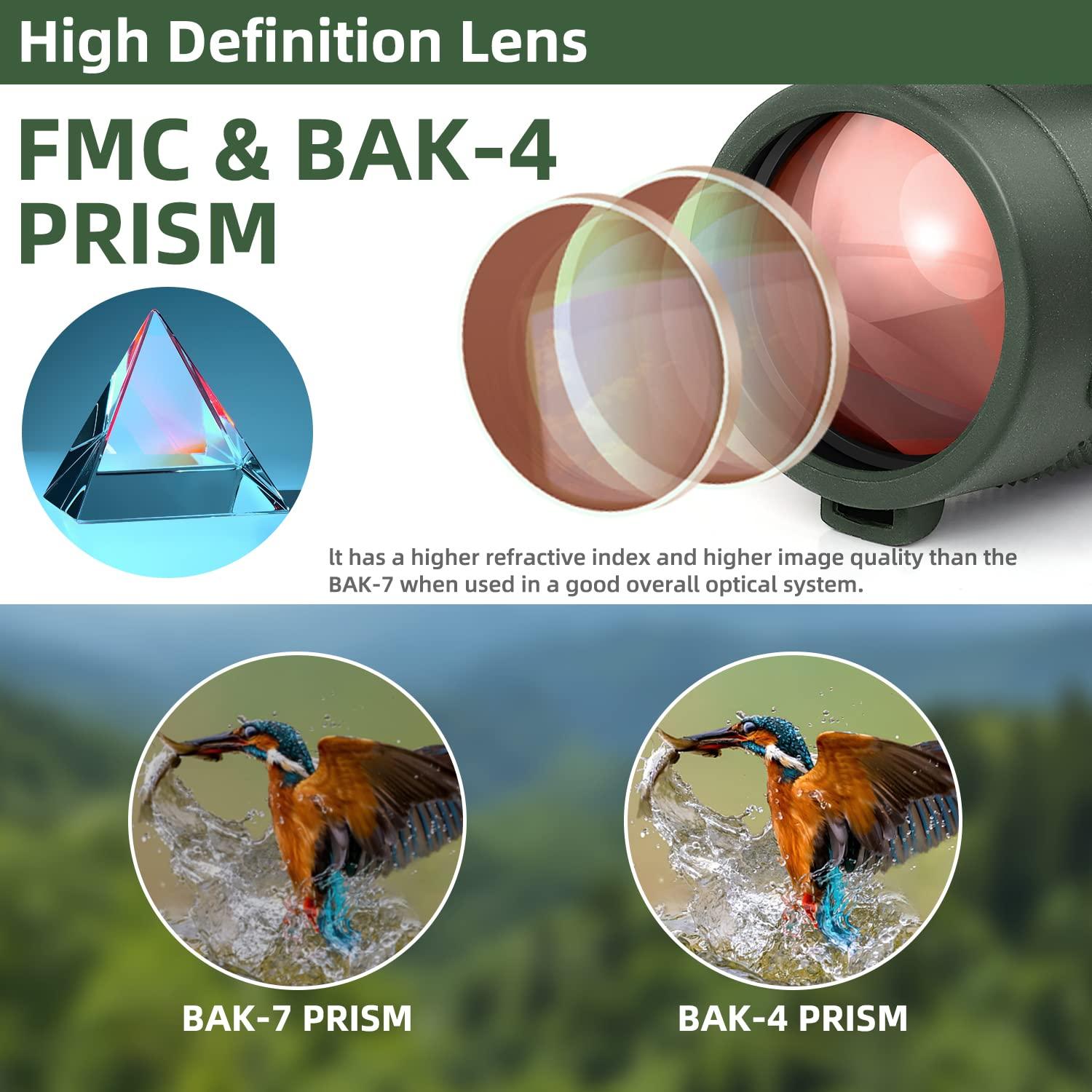 Pankoo 40X60 Monocular Telescope with Smartphone Holder & Upgraded Tripod, 2024 BAK4 Prism FMC Monoculars for Adults, HD Monocular Scope for Bird Watching Hiking Concert Camping Travelling - Image 4