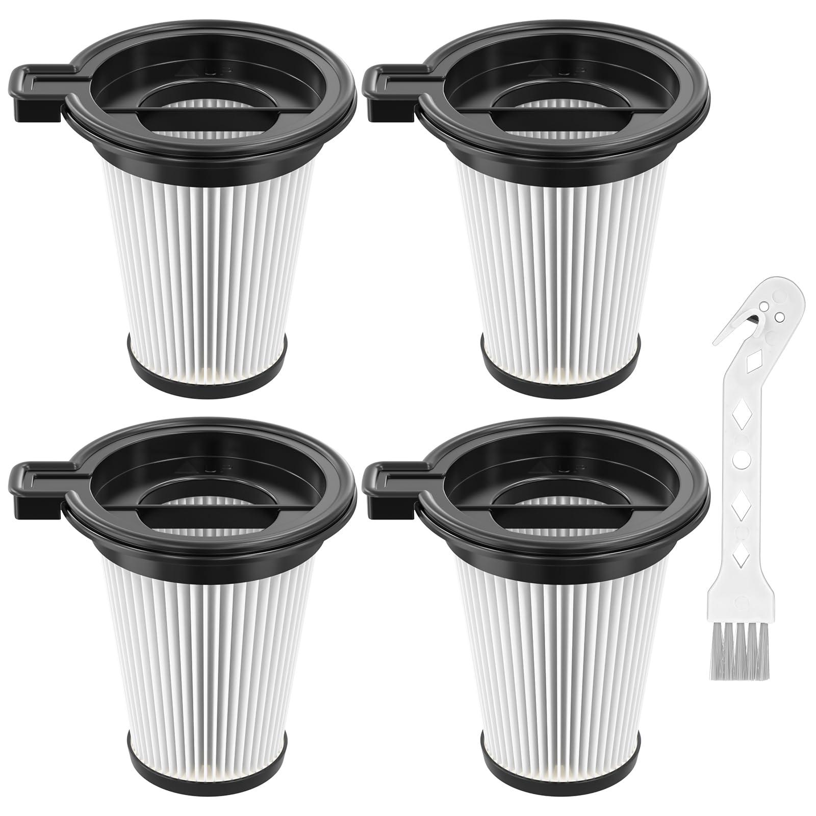 4 Pack Replacement Filters Compatiable with Wyze Cordless Vacuum Cleaner, Removable and Washable HEPA Filter Accessories Part Set with 1 Cleaning Brush for Wyze Handheld Cordless Vacuum Cleaner