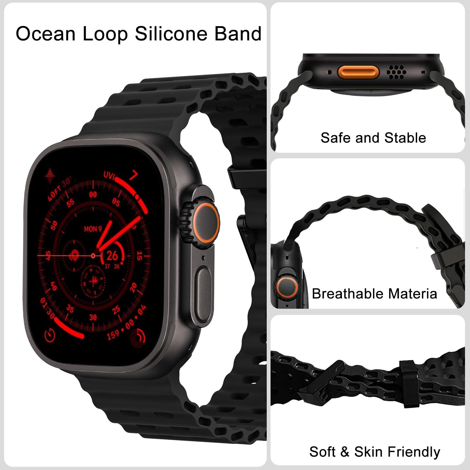 6 Pack Sport Bands - Compatible with Apple Watch Ultra/Ultra 2/Series 4/5/6/7/8/9 44mm 45mm 46mm Men/Women Breatherable Trail/Alpine/Ocean Bands - Image 3