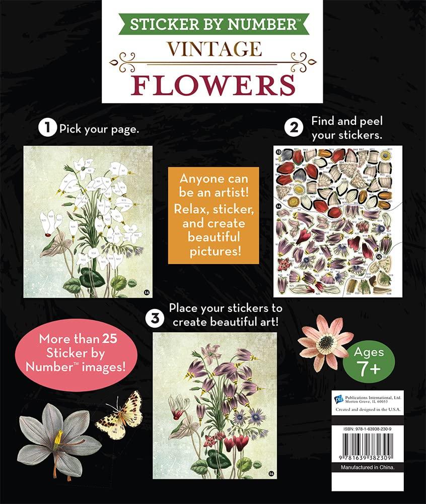Brain Games - Sticker by Number - Vintage: Flowers (28 Images to Sticker) - Image 2