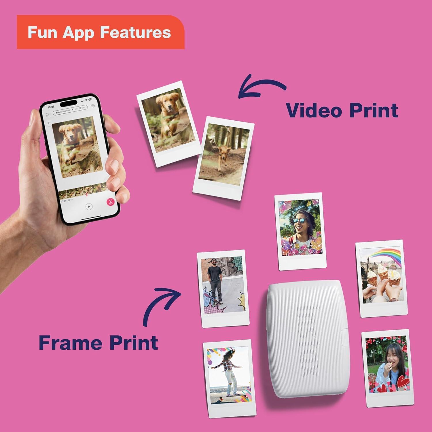Fujifilm Instax Mini Link 3 Smartphone Printer Clay White + Fuji Film Value Pack (20 Sheets)+ Shutter Accessories Bundle, Incl. Protective Case, 20 Sticker Frames, USB Type C Cable - Image 8