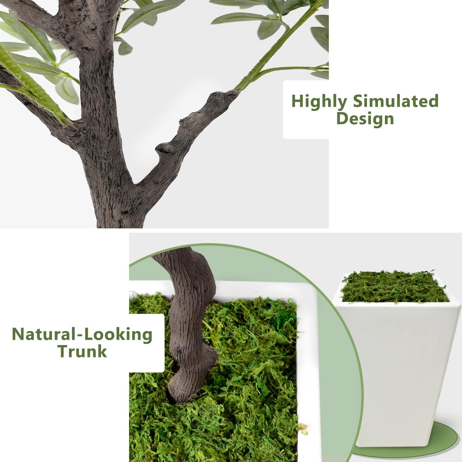 Olive Trees Artificial Indoor 5ft, Tall Faux Silk Plant with Pot, Realistic Leaves and Natural Wood Trunk Fake Trees with Lifelike Fruits for Home Office Decor Bedroom Livingroom Entryway Housewarming - Image 4