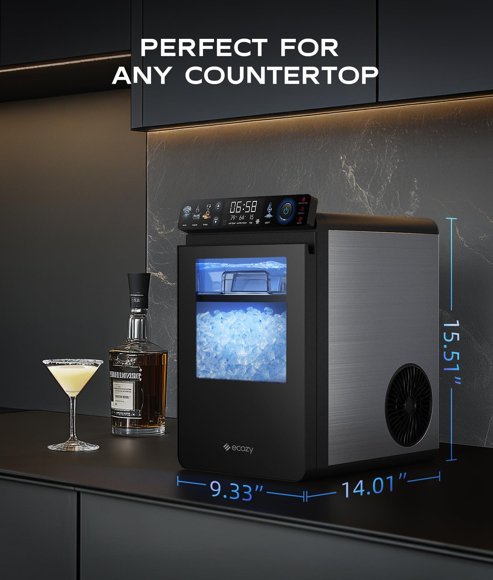 ecozy Nugget Ice Maker Countertop, Smart Pebble Ice Machine with APP Control, 44 lbs/24H Soft Pellet Chewable Ice with Self-Cleaning, Stainless Steel - Image 9