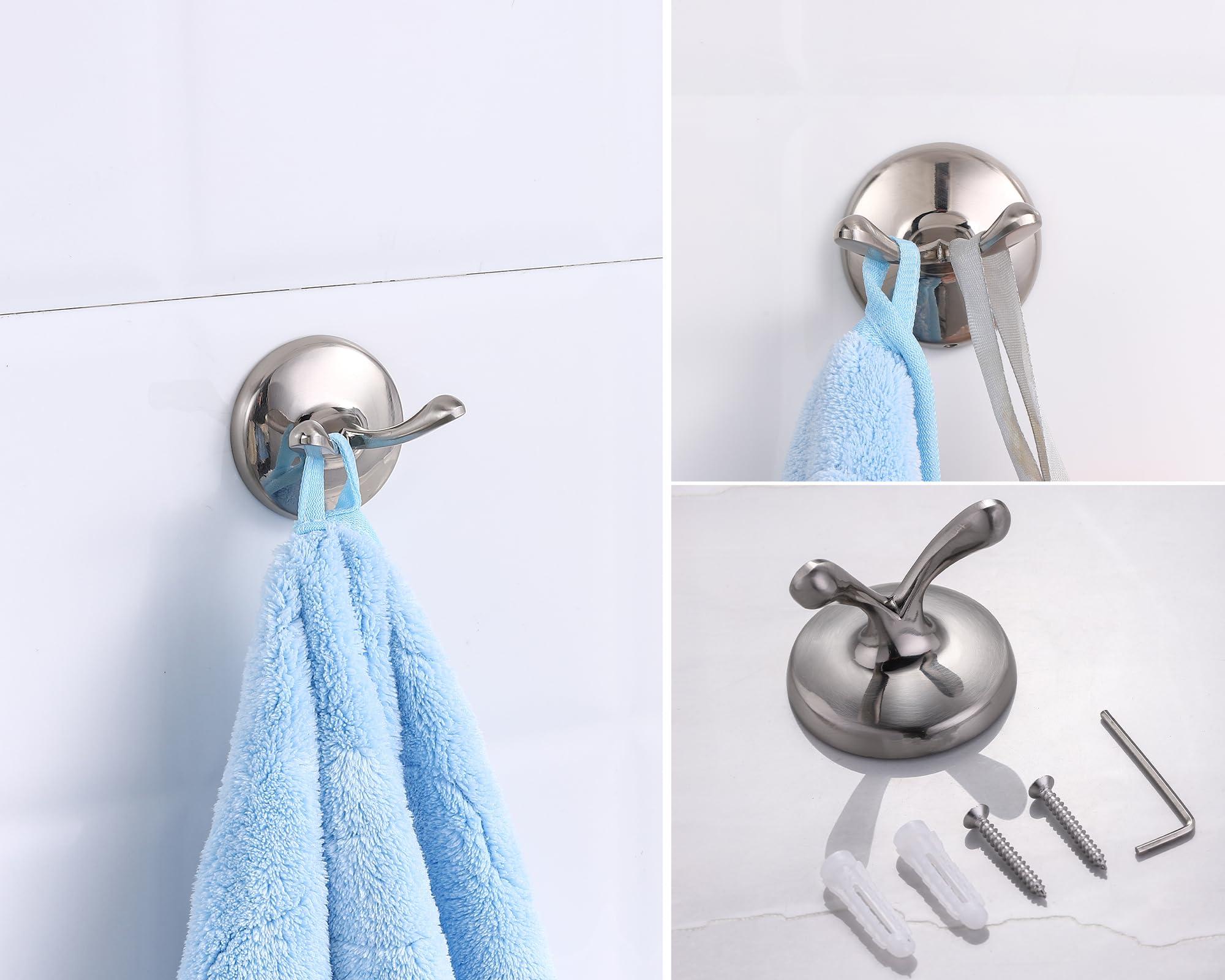 Ntipox 4-Piece Brushed Nickel Bathroom Hardware Accessories Set, 24 Inch Towel Bar, Towel Rack, Bathroom Towel Holder - Image 6