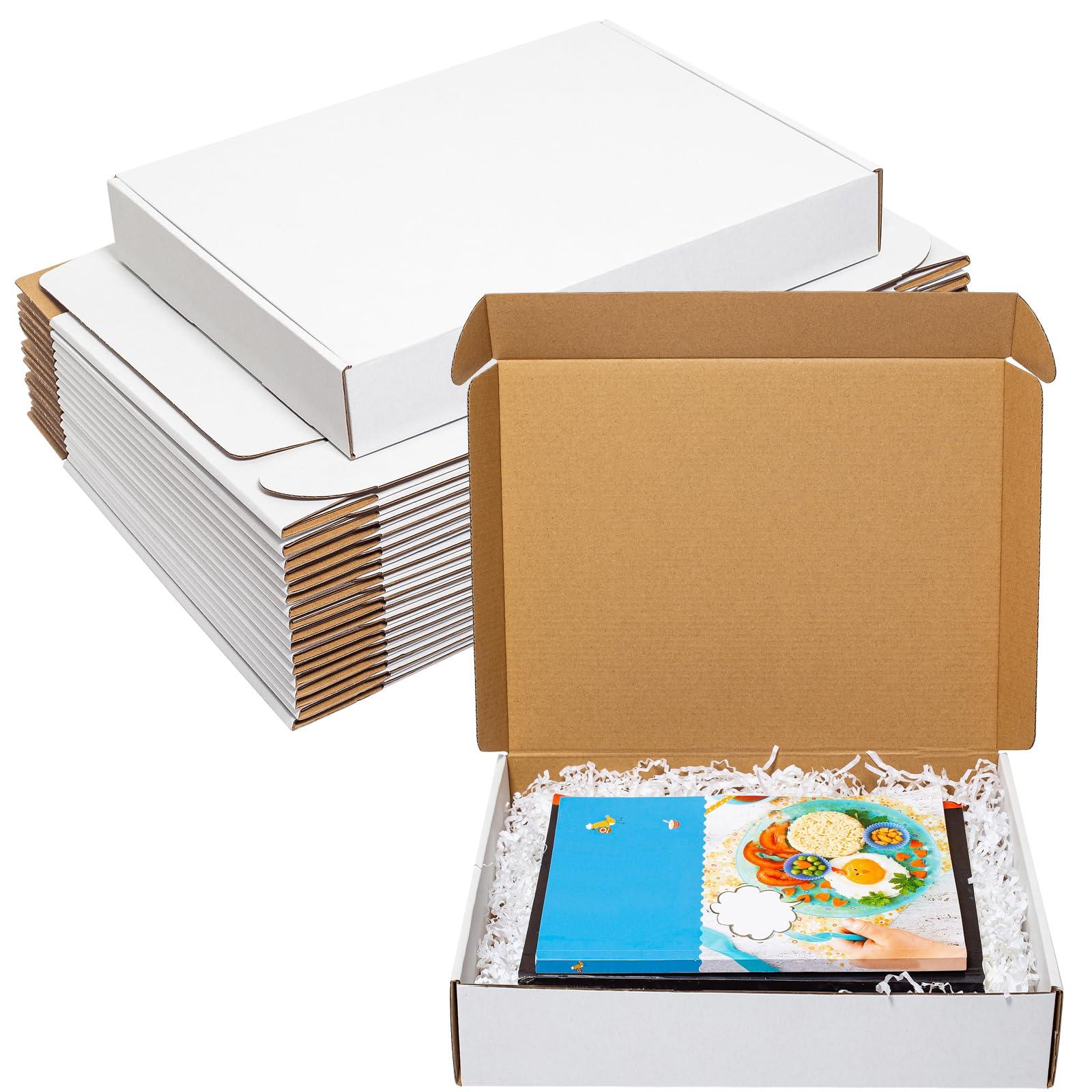 Wowxyz White Shipping Boxes 13x11x3" 20 Pack - Corrugated Cardboard Box Mailers for Small Business, Literature Mailer Packaging Supplies