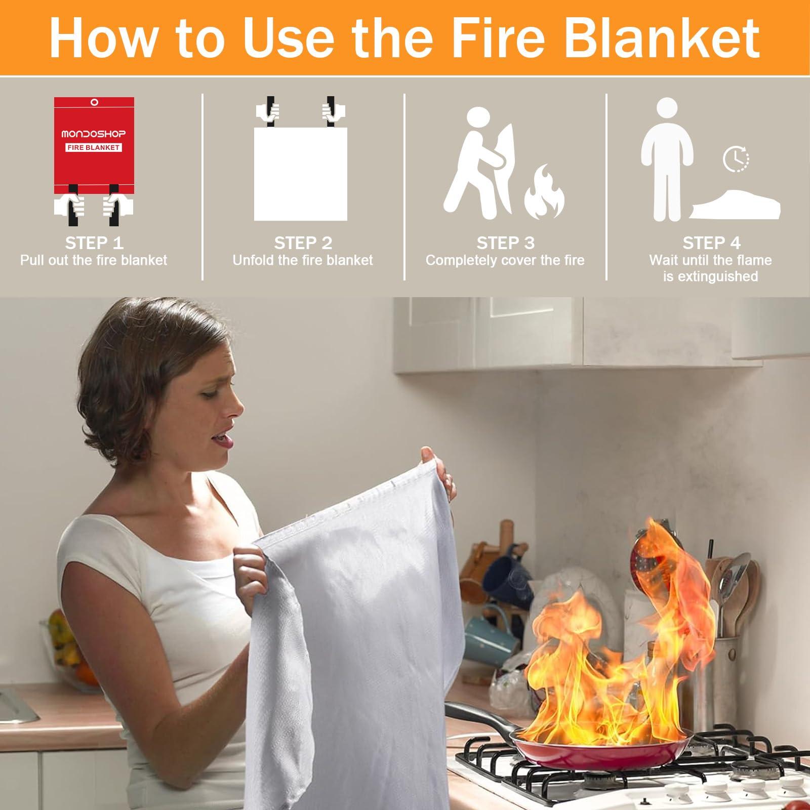 Mondoshop Fire Blankets Emergency for Kitchen Home - Emergency Fire Retardant Blanket for Home Fireproof Blanket for Camping, Grill, Car, Office, Warehouse, School, Picnic, Fireplace - Image 3