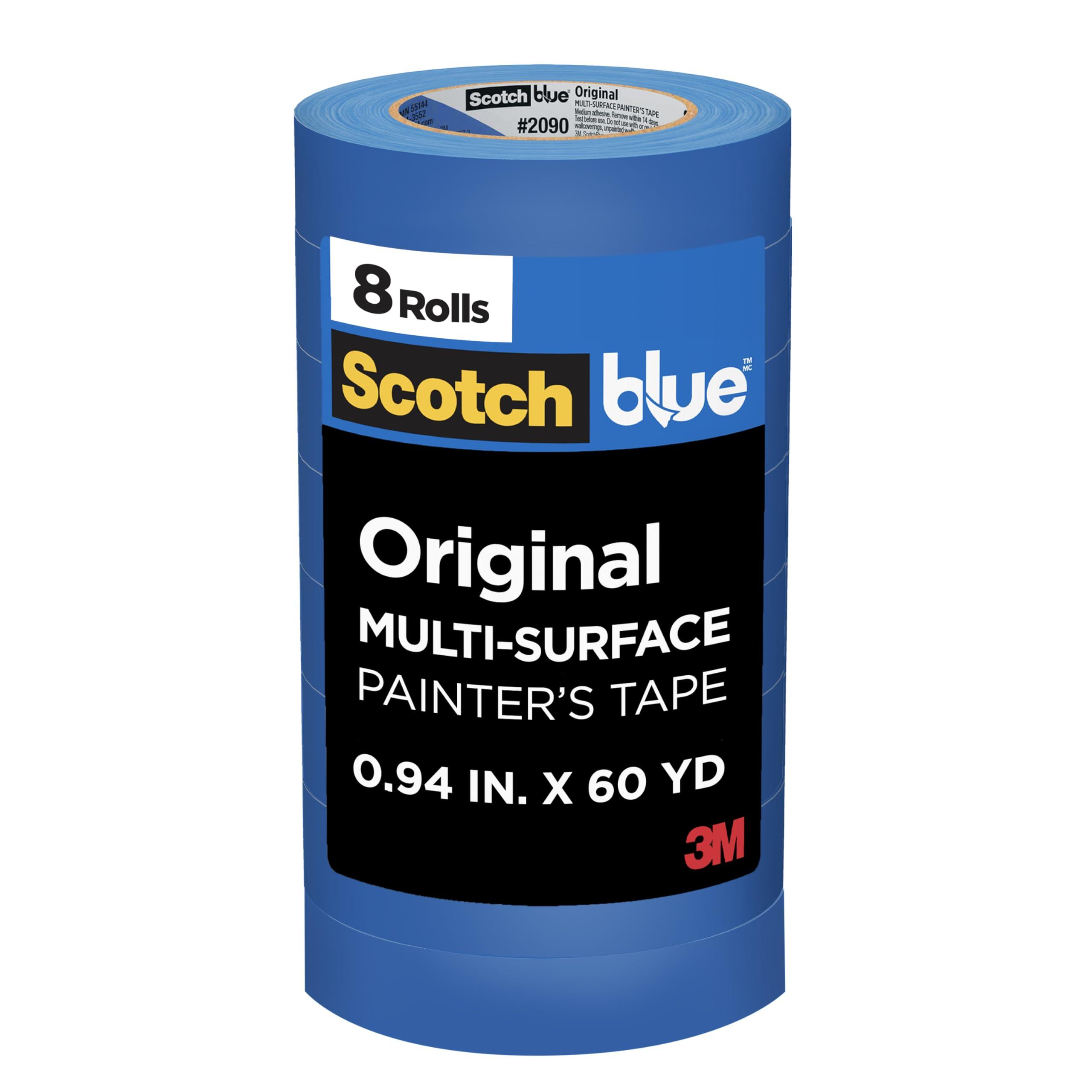 ScotchBlue Painter's Tape, 0.94" Width x 60 Yards, 8 Rolls, Blue, Multi-Surface, Indoor/Outdoor, 45% Renewable Resources, No Residue, DIY, Glass, Wood, 0.94 inches, Made in USA or Imported - Image 1