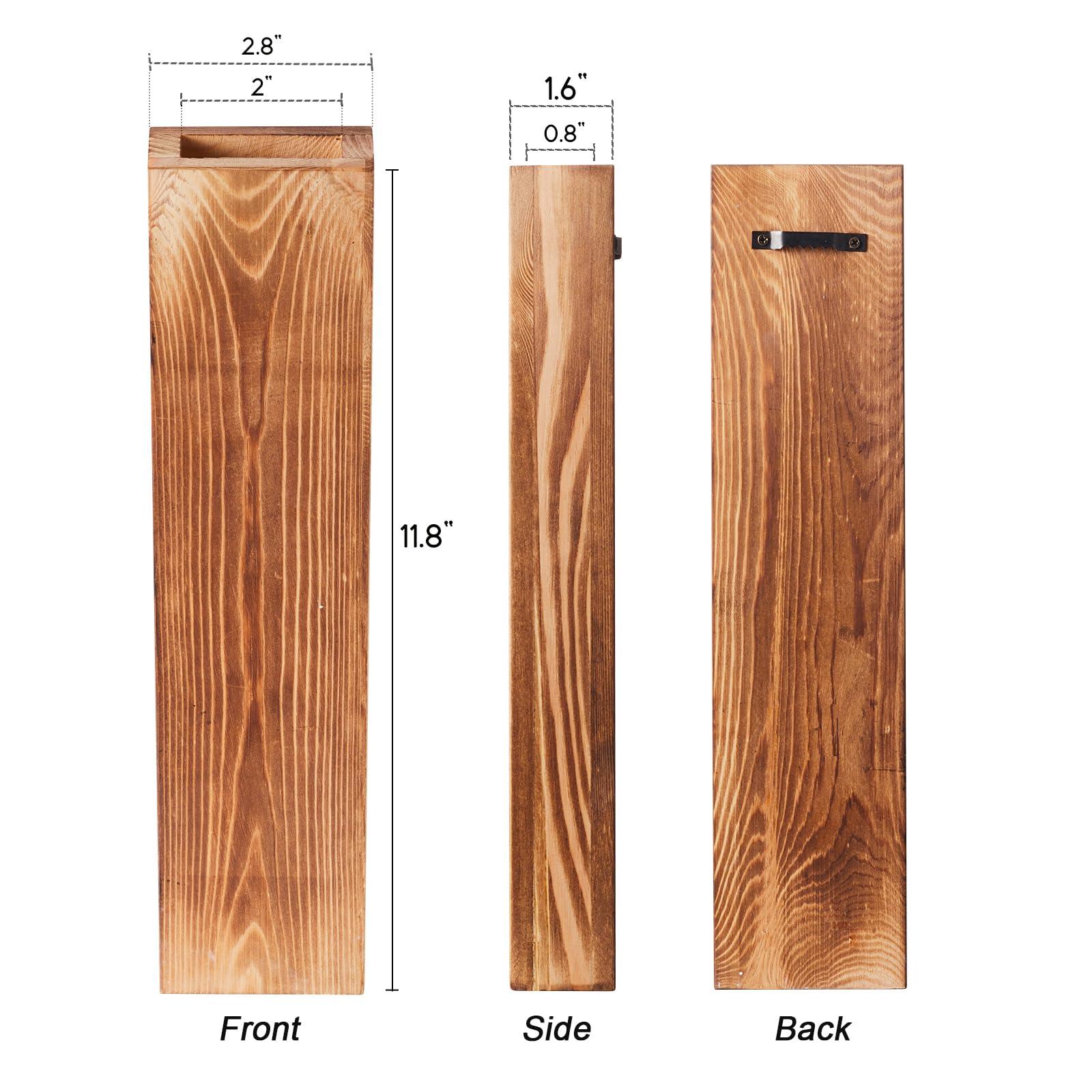 Mokof 4-Pack Wood Wall Planters with 8 Removable Faux Eucalyptus Stems - Modern Farmhouse Wall Decor for Living Room, Bedroom, Bathroom - Wooden Wall Vases and Fake Eucalyptus for Home Office Decor - Image 7