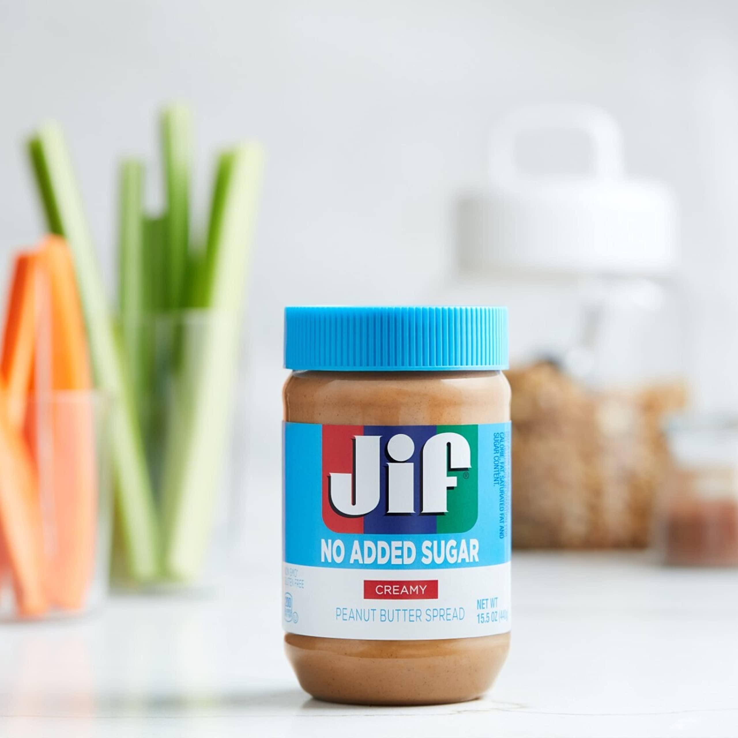 Jif No Added Sugar Creamy Peanut Butter Spread, 15.5 Ounces (Pack of 12), Smooth, Creamy Texture, No Stir Peanut Butter Spread - Image 7