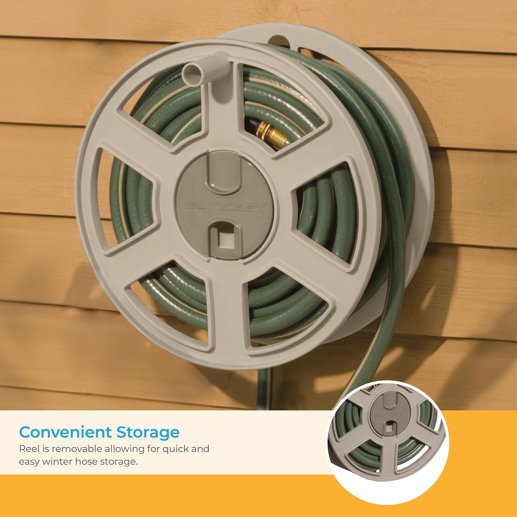 Suncast 100 Ft. Wall Mount Hose Reel Side Winder for Yard, Garden, Space-Saving Design, Easy Hose Storage, Fully Assembled, Taupe (Open Box), Made in the USA - Image 5