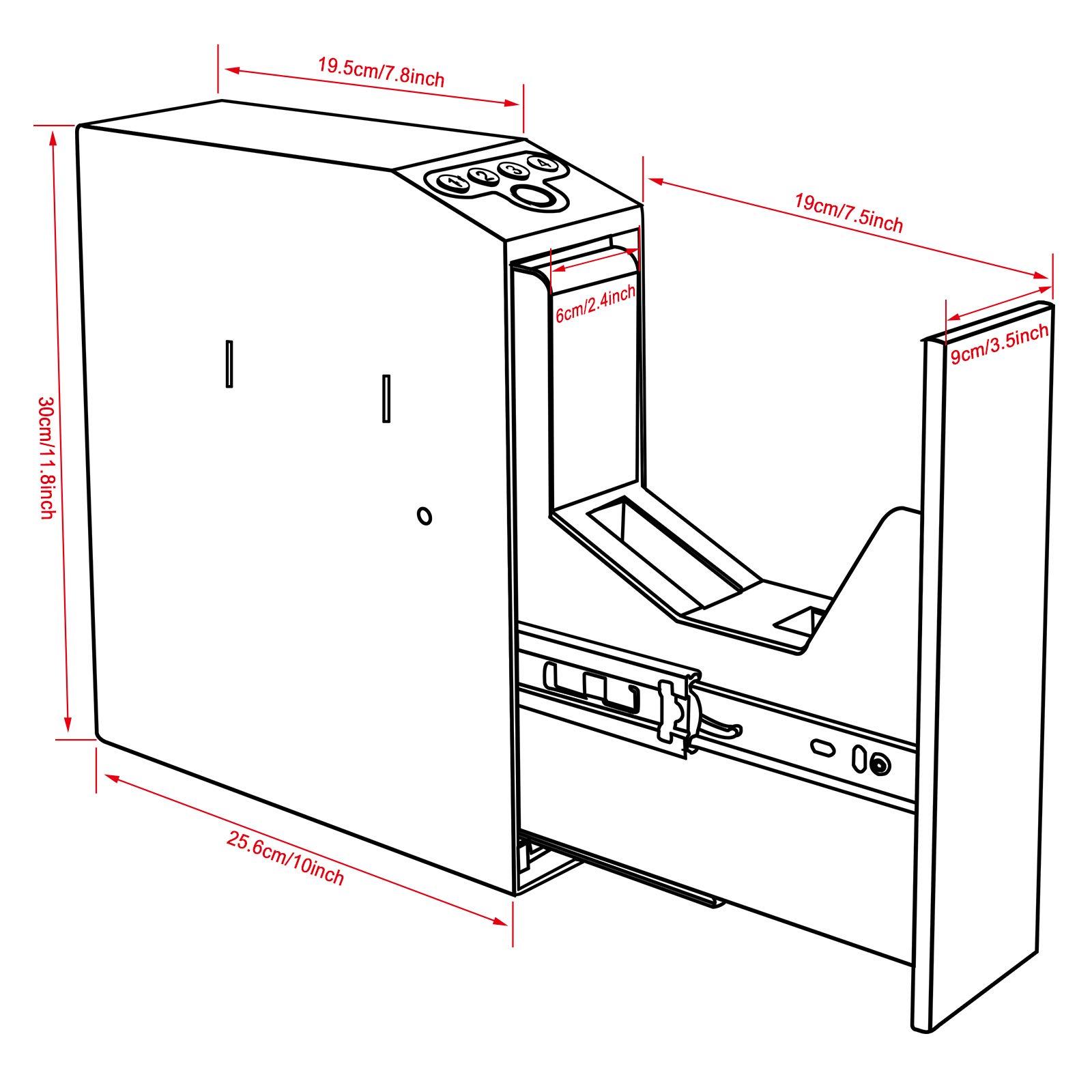Biometric Slider Handgun Gun Safe for Nightstand, Desk, Bed Side,Truck - Auto Sliding Door Hand Gun Safe for Pistol -with Fingerprint, PIN Code, KEY Access - Image 3