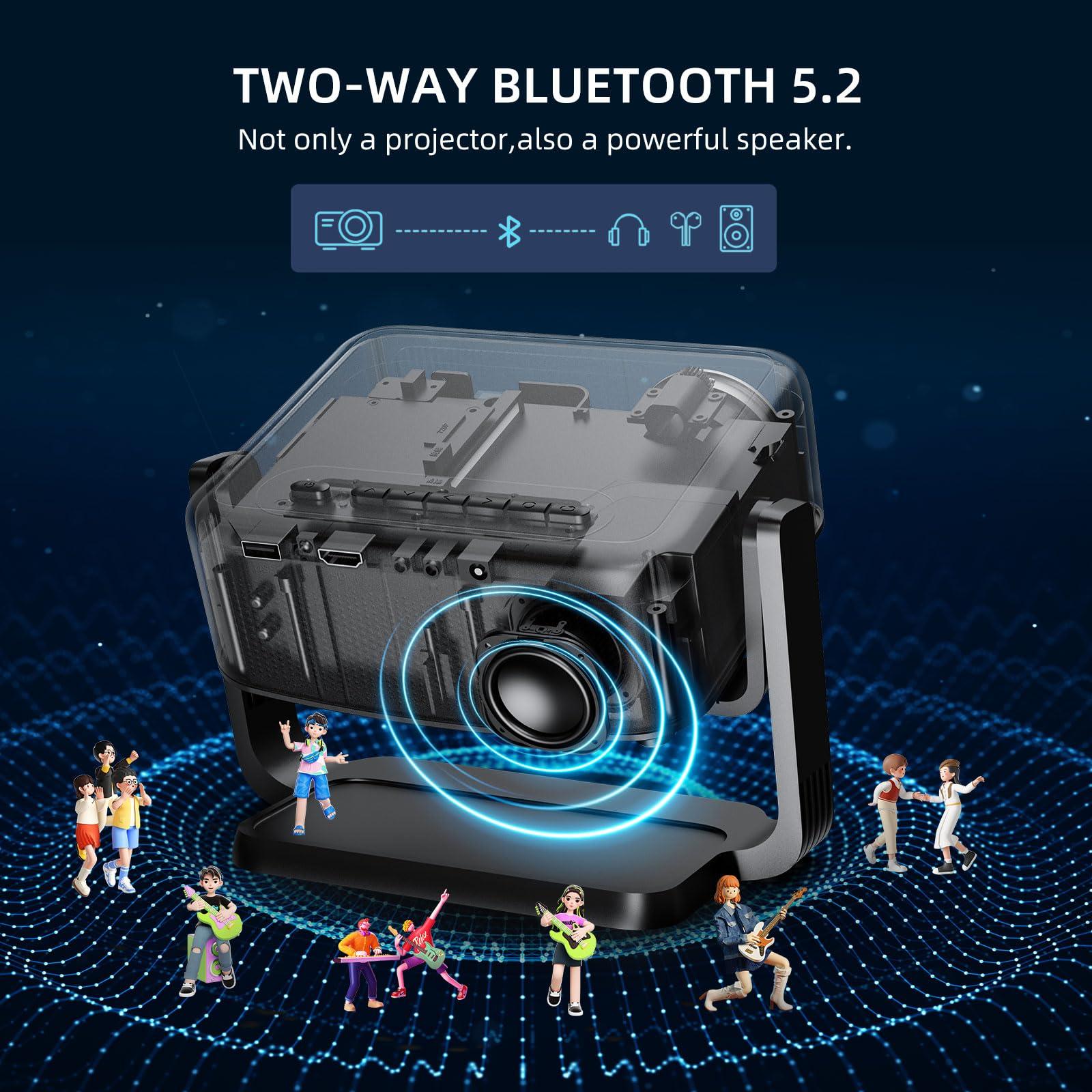 [360°Adjustable Stand] Mini Projector with WiFi and Bluetooth: Electric Focus & Auto Keystone 1080P 500 ANSI Bluetooth Projector, ONOAYO AY3 Portable Movie Phone Projector for Home Upgrade Black - Image 8