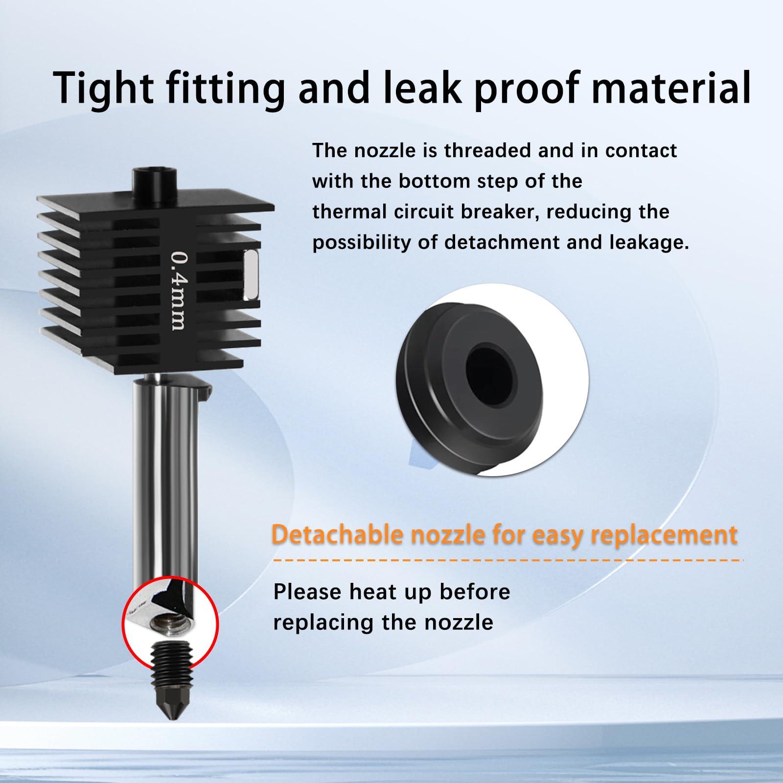 Sahvaim 2 Pack 0.4MM Hotend Kit for Bambu Lab A1 Mini/A1 3D Printer, High-Temperature Hardened Steel Nozzle Extruder Print Head Replacement with Extra 2PCS Nozzle(0.2MM,0.4MM) and Silicone Cover Sock - Image 2