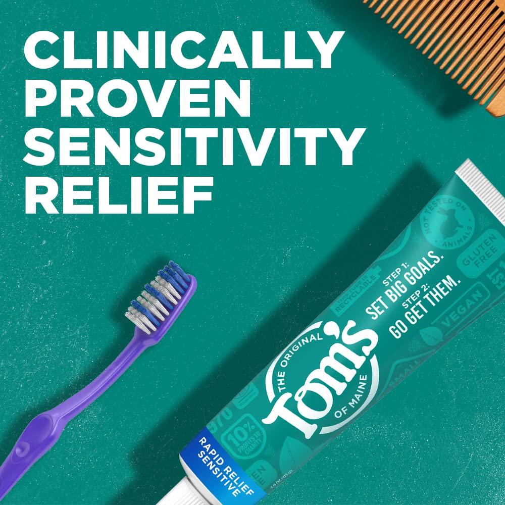 Tom's of Maine Fluoride-Free Rapid Relief Sensitive Toothpaste, Fresh Mint, 4 oz. 3-Pack (Packaging May Vary) - Image 3