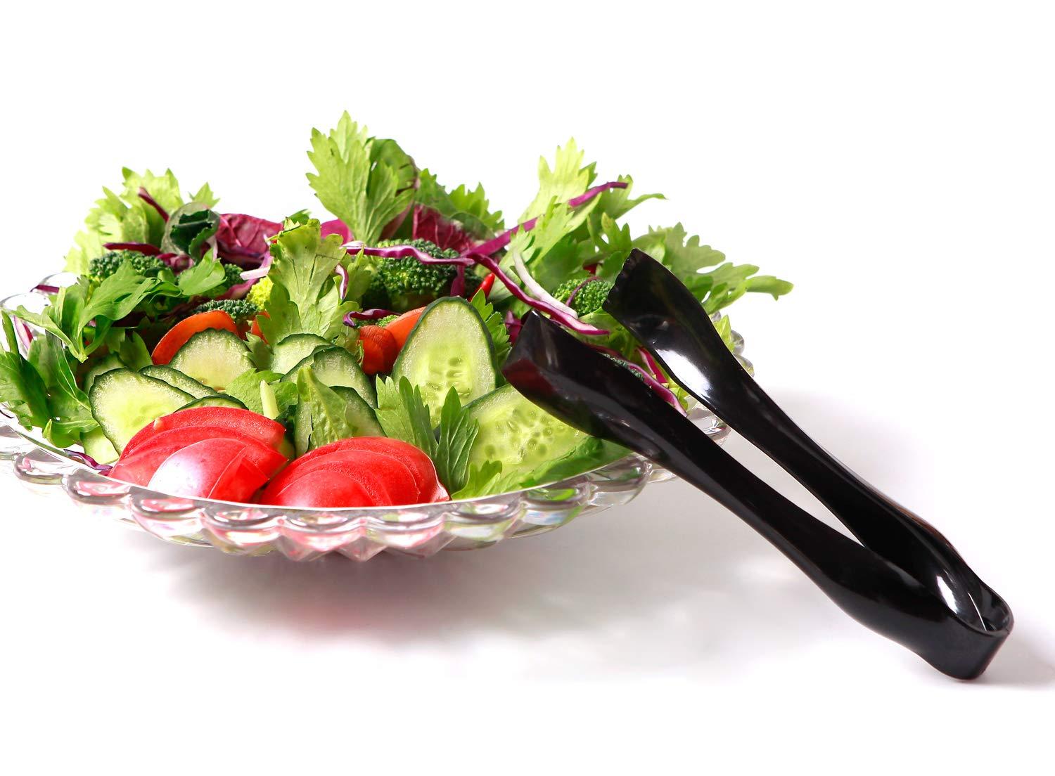 Supernal 72pcs Plastic Serving Utensils Heavy Duty Disposable Serving Tongs Black Disposable Serving Set 10" Spoons 10" Forks 6" Tongs Each 24pcs - Image 4